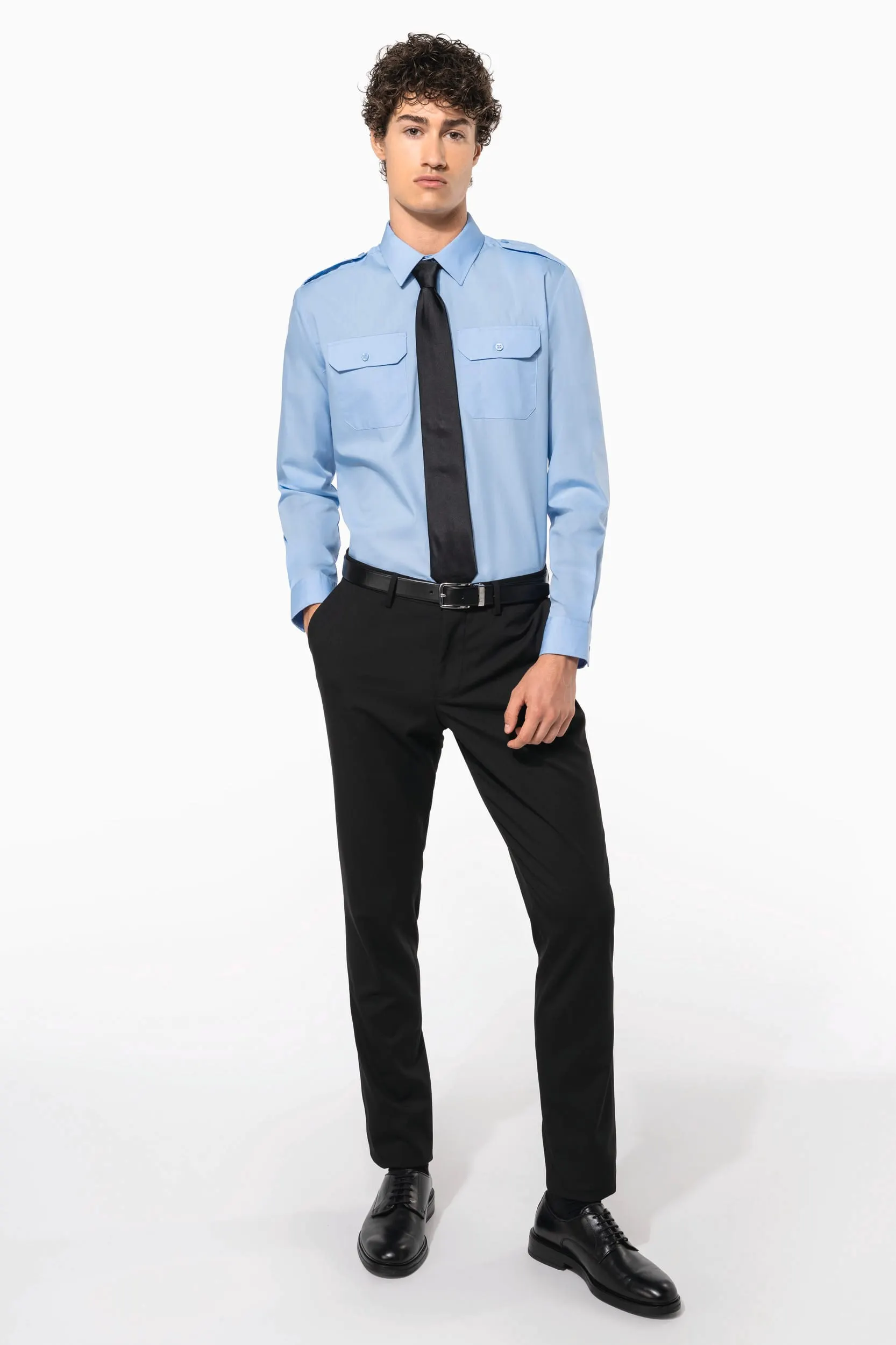 Camisa piloto manga larga hombre