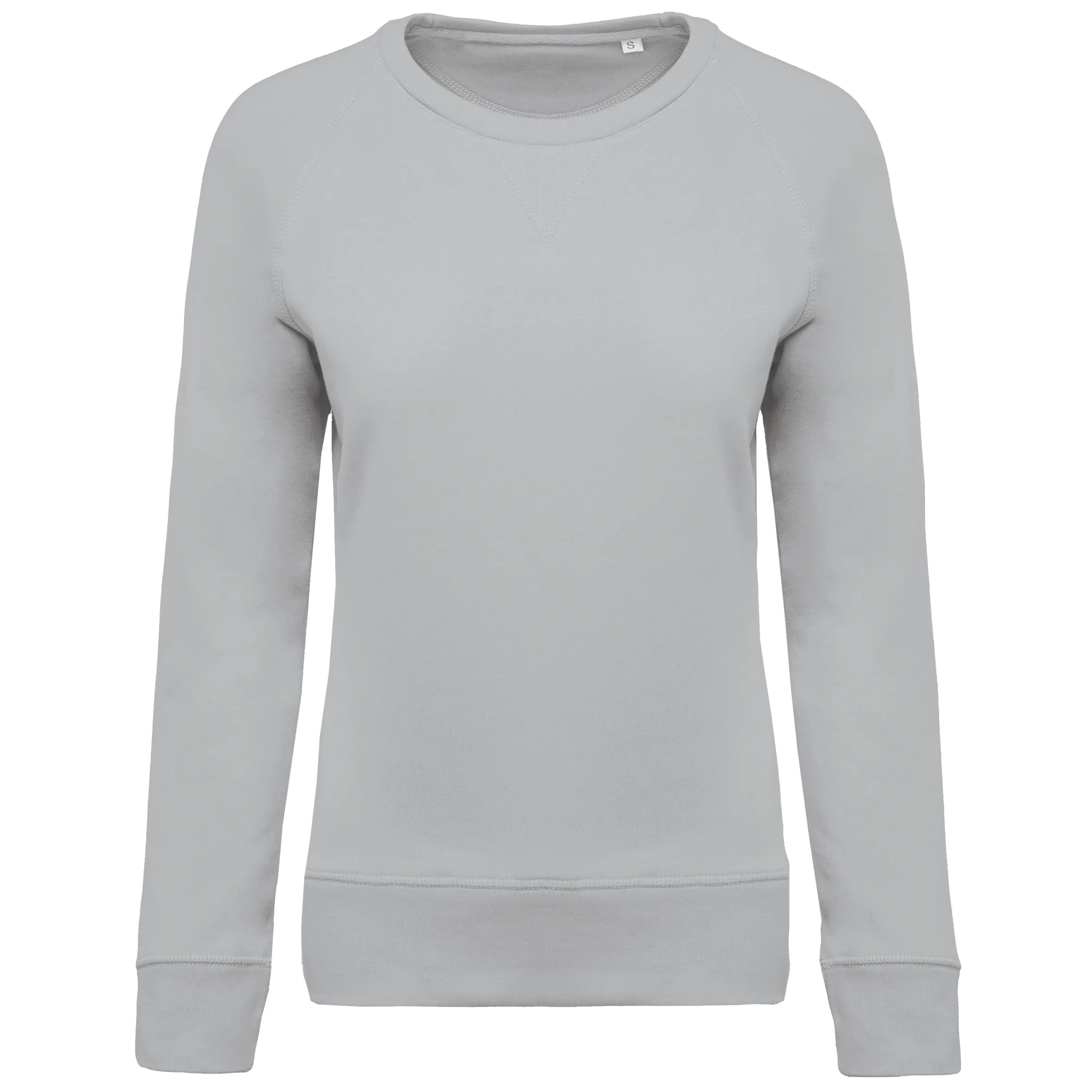 Sudadera algodón orgánico con cuello redondo y mangas raglan de mujer