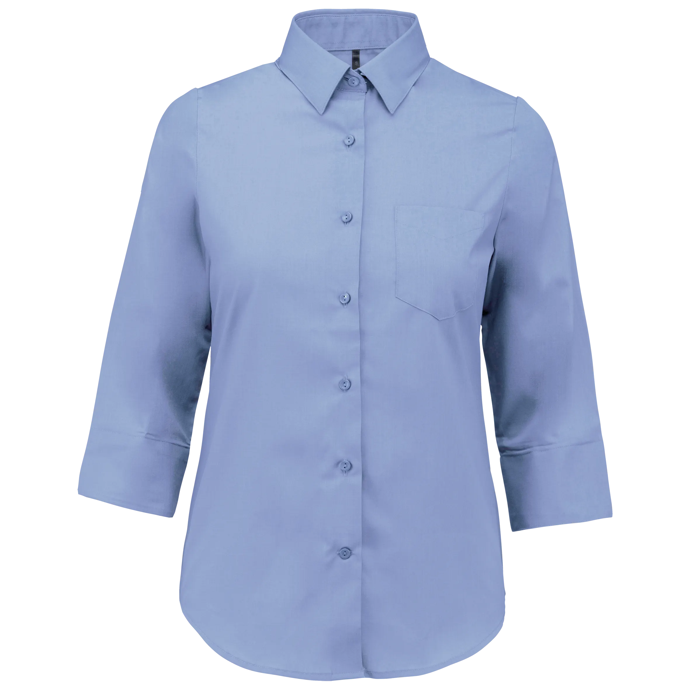 Camisa popelina de polialgodón manga 3/4 de fácil cuidado mujer