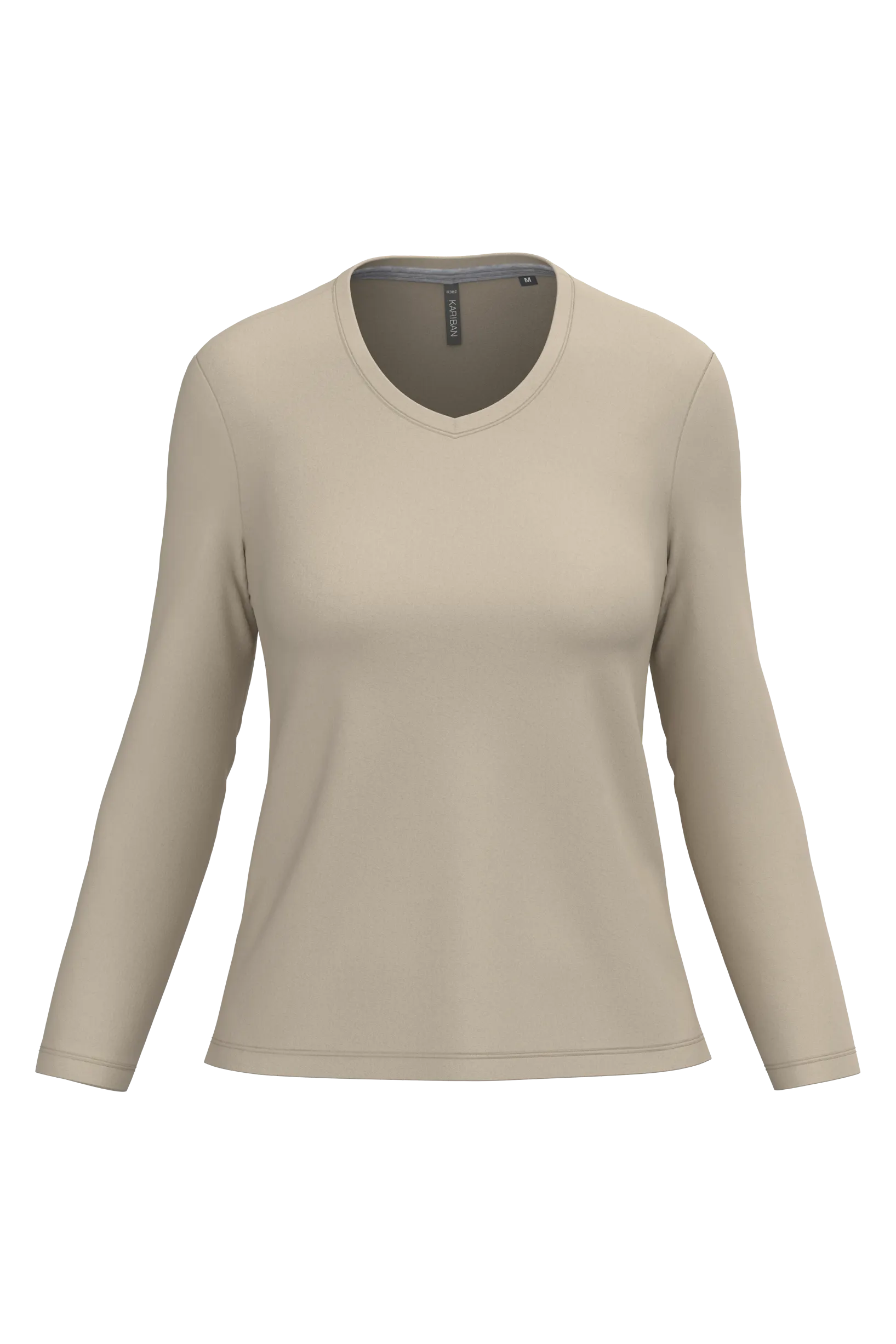 Camiseta manga larga y cuello de pico mujer
