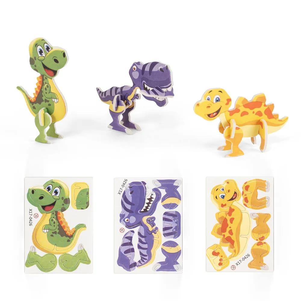 DINOSAURUS. Puzzle 3D de papel con forma de dinosaurio