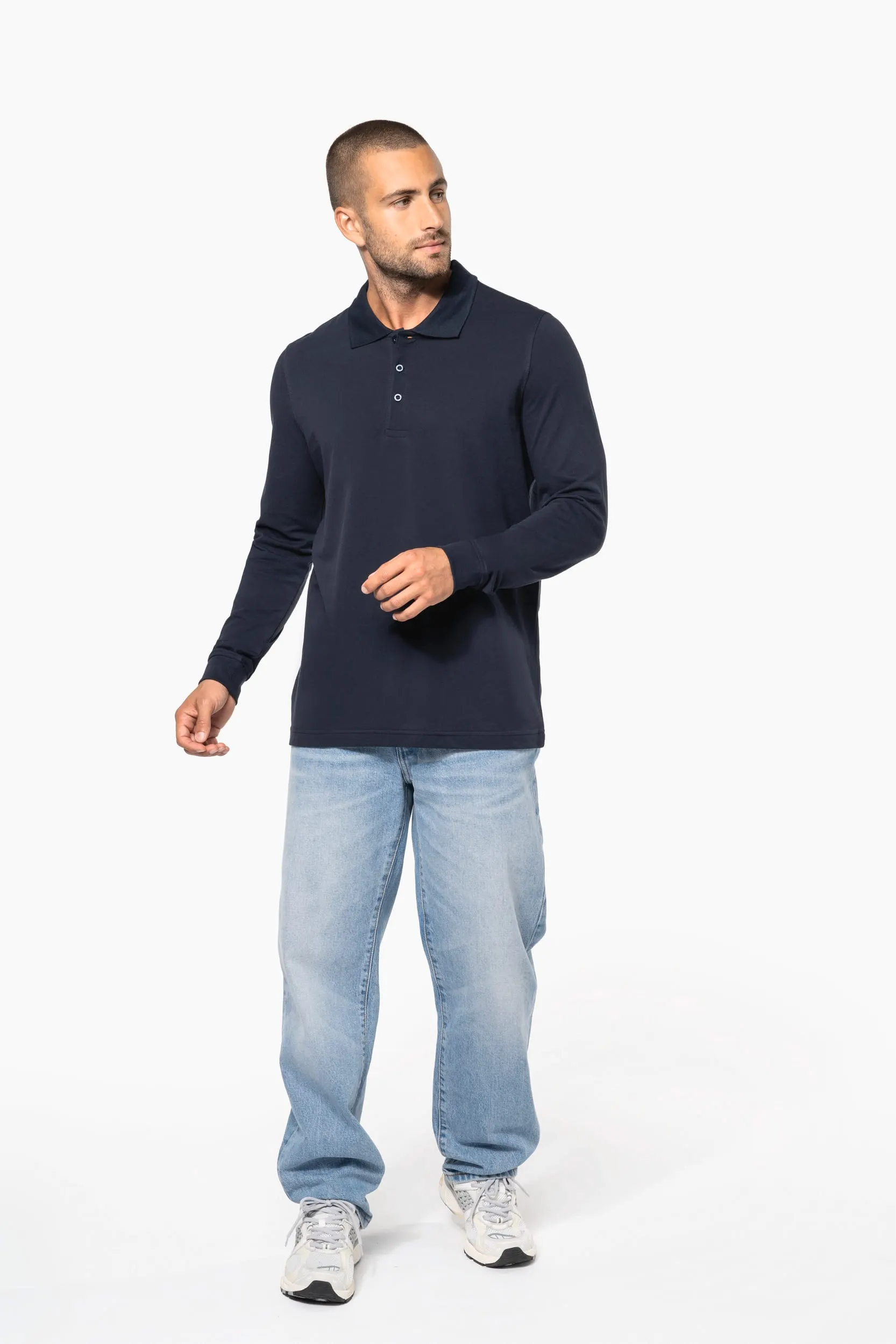 Polo piqué de manga larga de hombre
