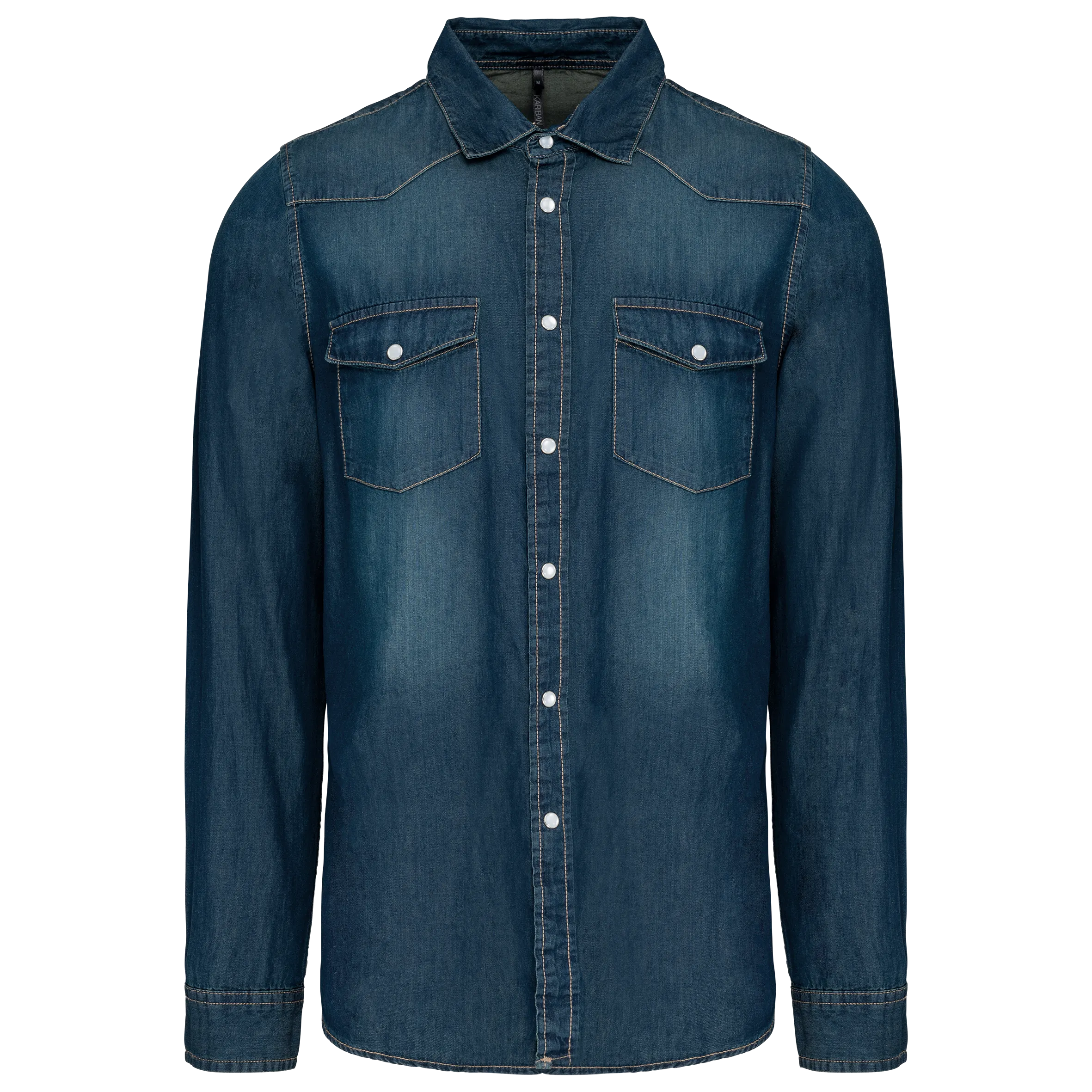 Camisa denim manga larga hombre