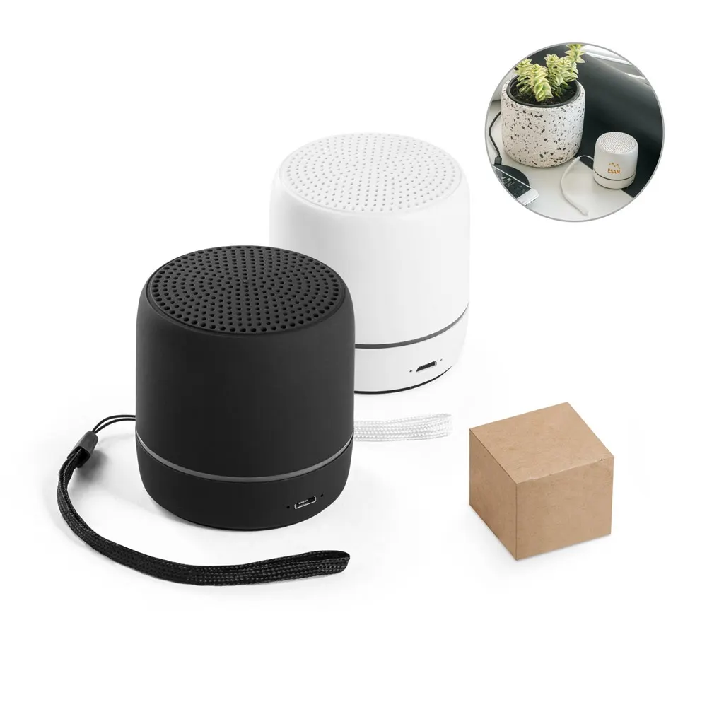 TURING. Altavoz portátil de 3W con 4 horas de autonomía, fabricado en ABS reciclado (100% rABS)