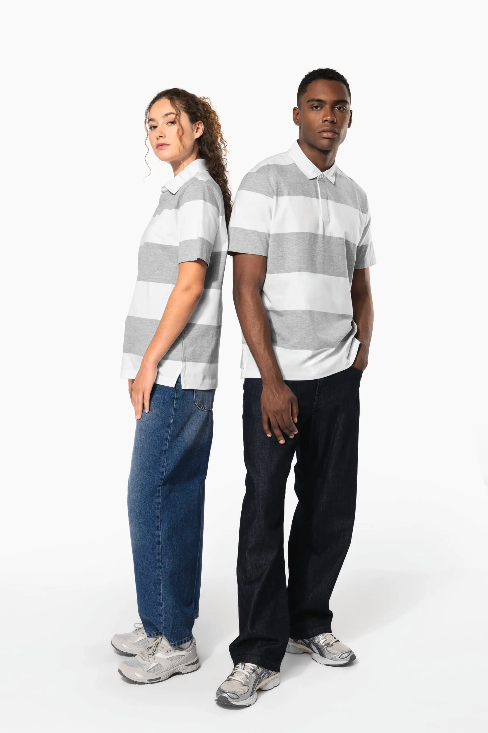 Polo a rayas manga corta unisex