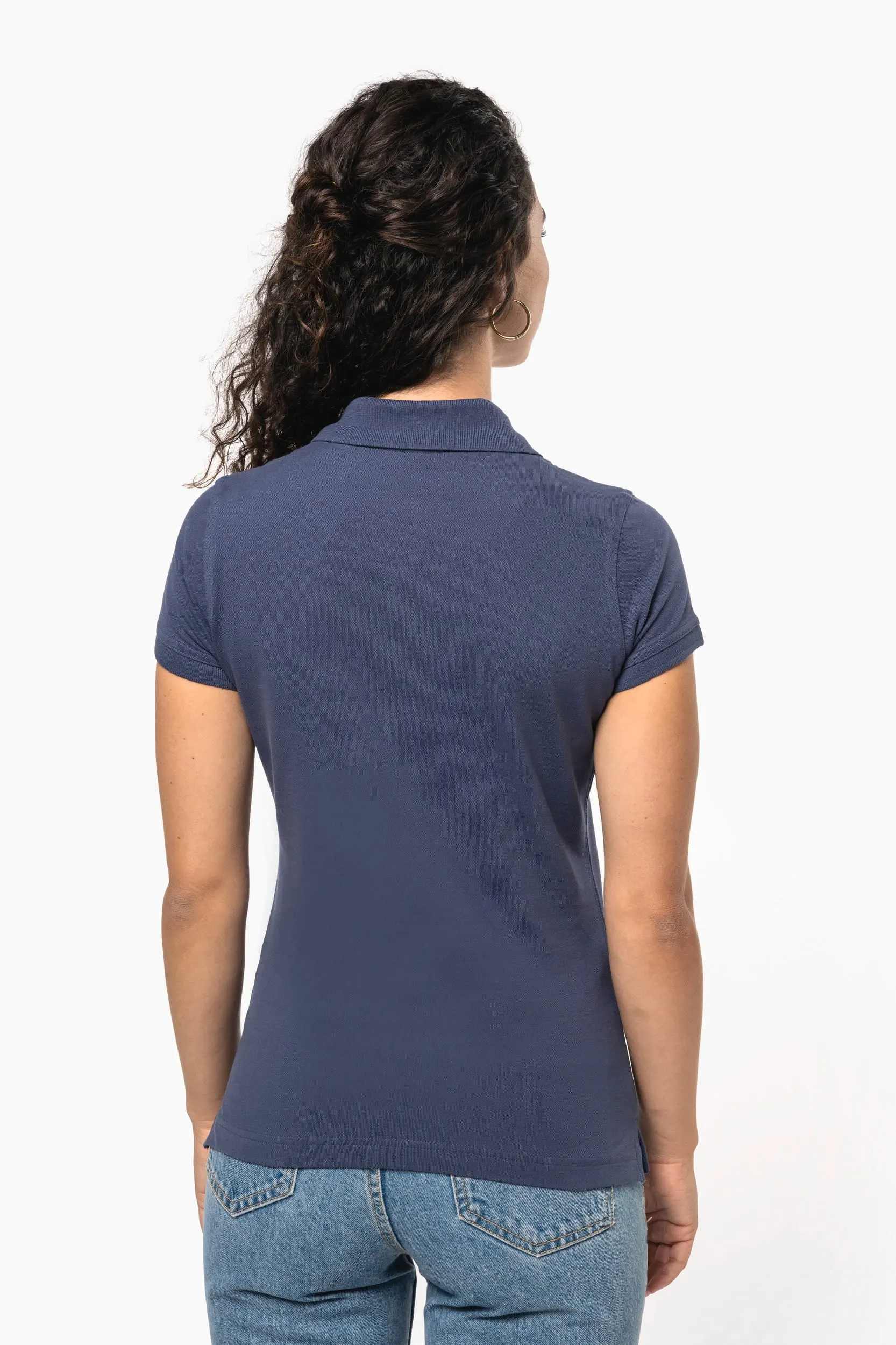Polo de punto piqué manga corta mujer