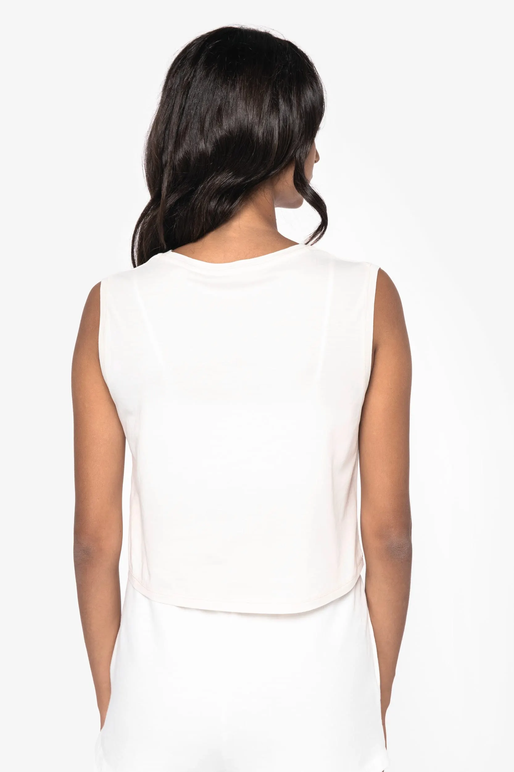 Camiseta crop ecorresponsable sin mangas mujer