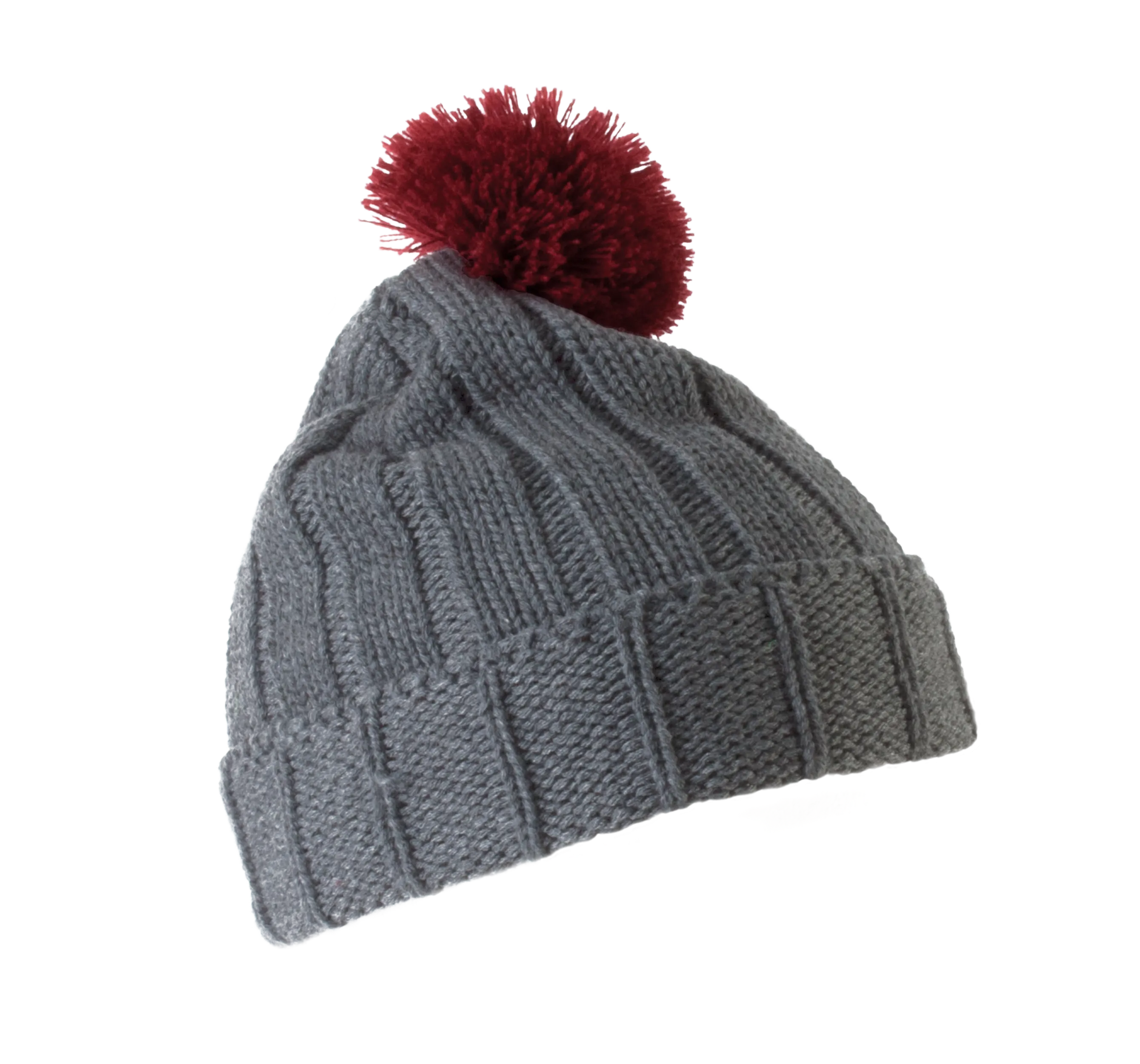 Gorro con pompón y dobladillo
