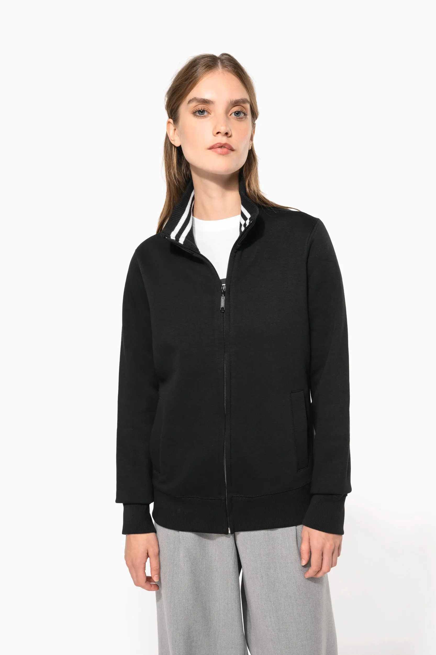 Chaqueta de felpa con cremallera mujer