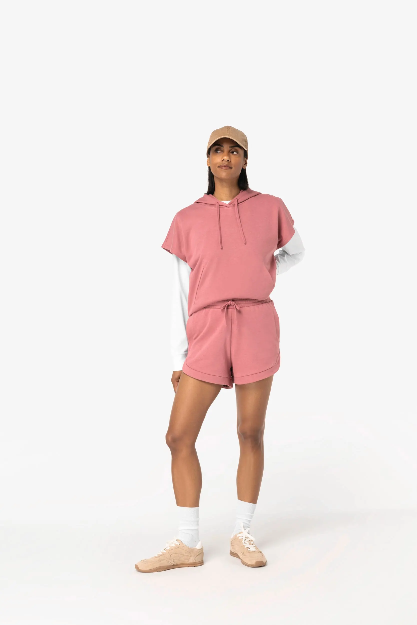 Sudadera ecorresponsable con capucha oversize sin mangas French Terry mujer