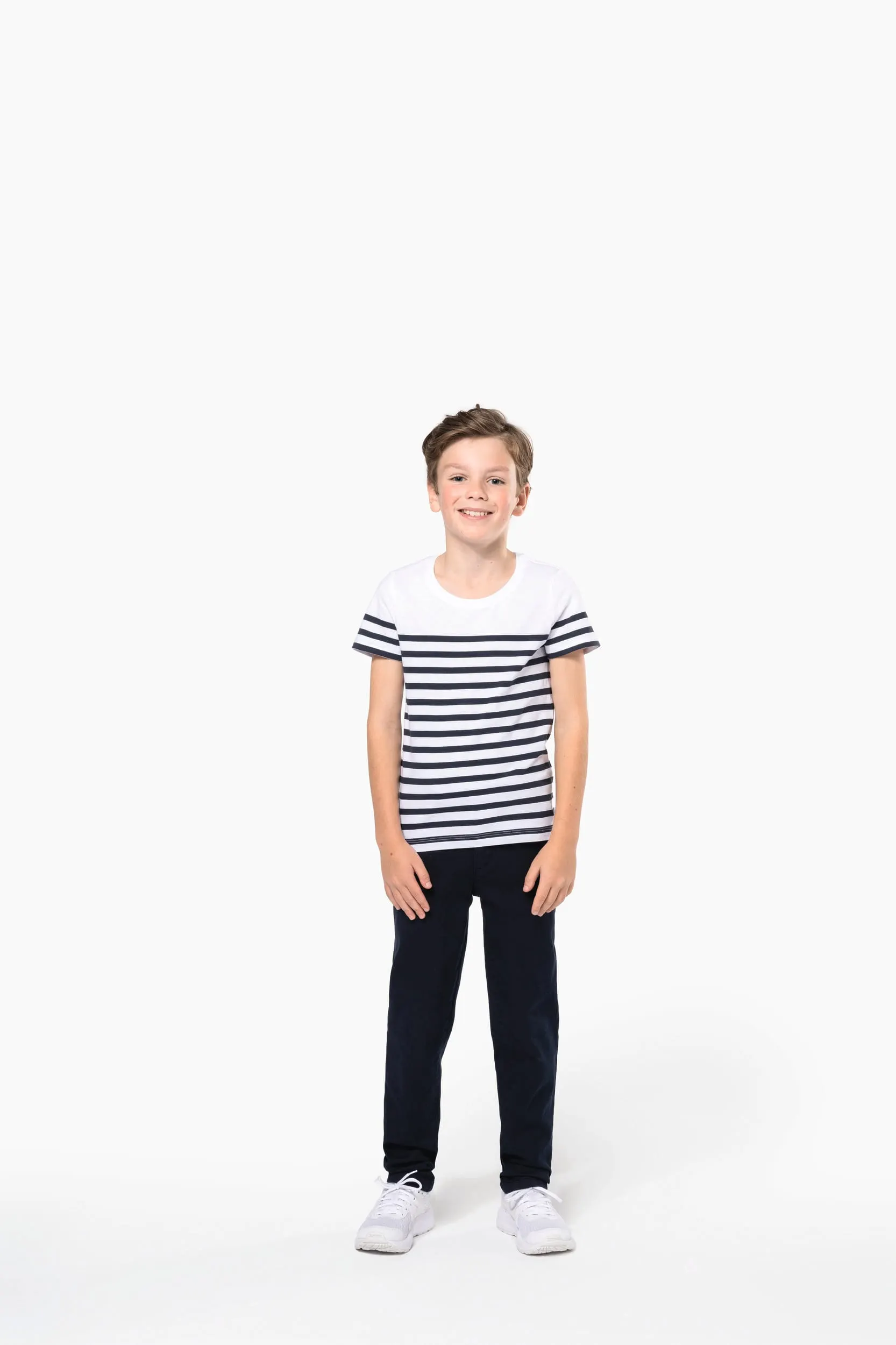 Camiseta tipo marinero cuello redondo algodón orgánico niños