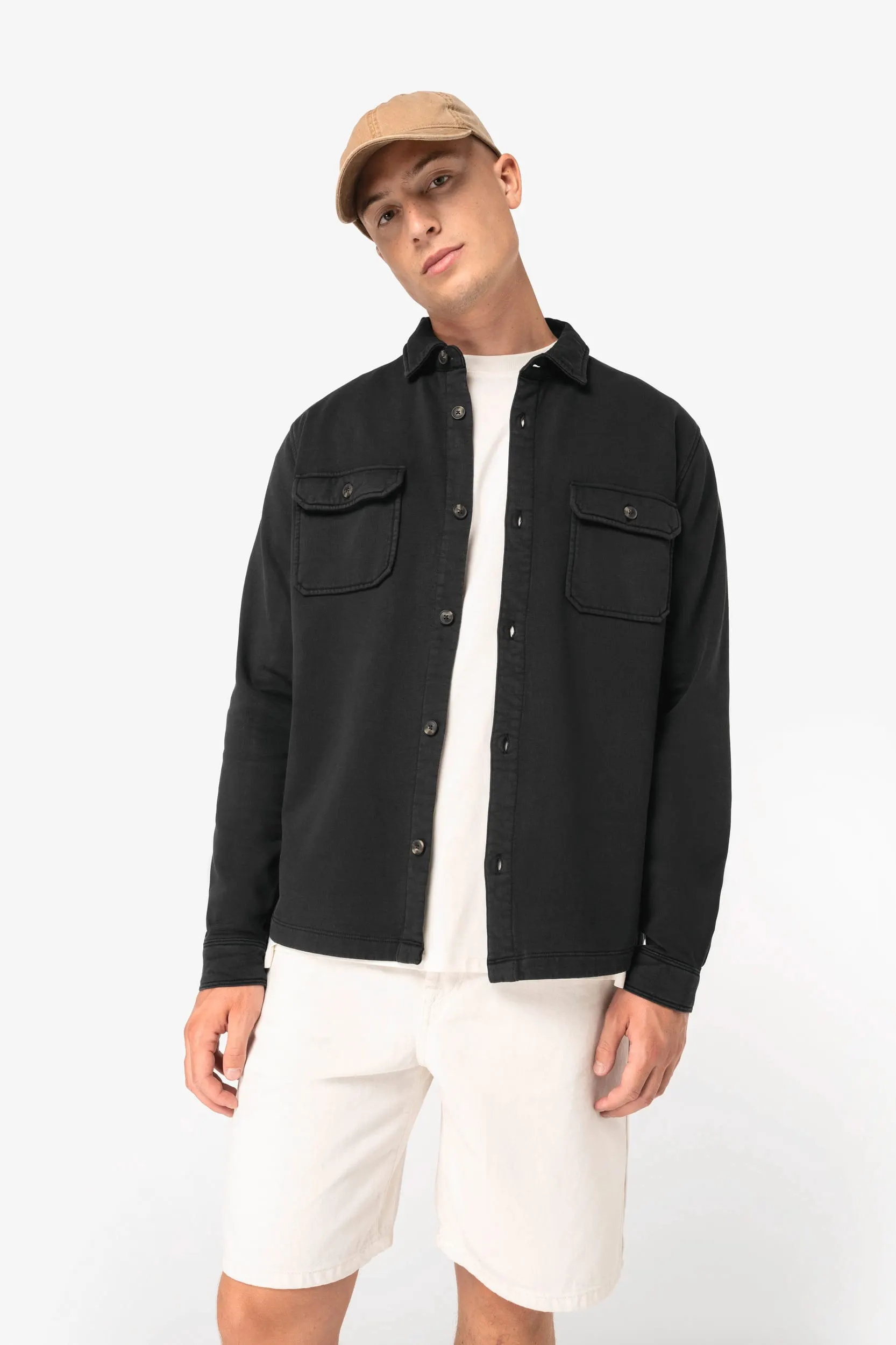 Sobrecamisa ecorresponsable efecto lavado de felpa perchada hombre