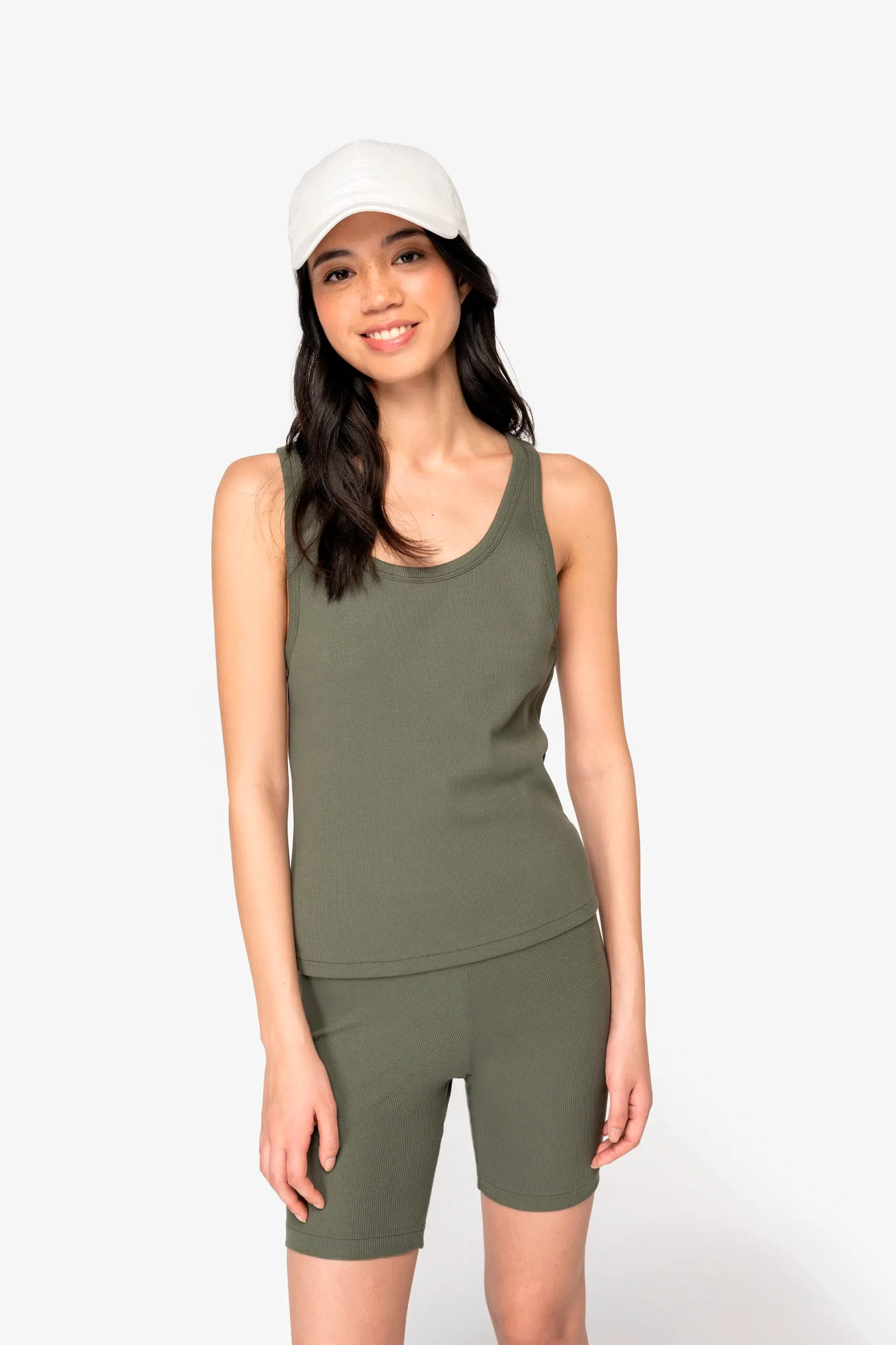 Camiseta de tirantes ecorresponsable acanalada mujer