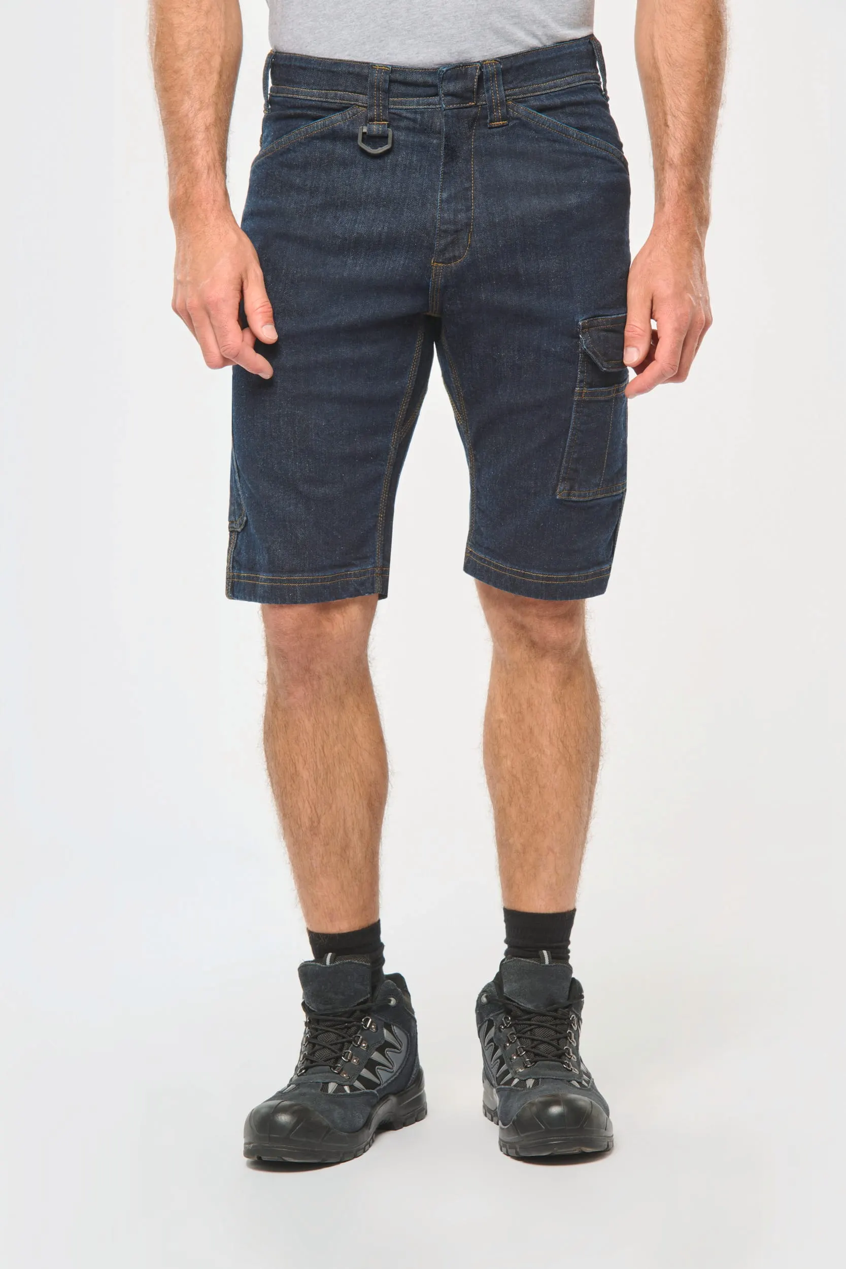 Bermuda denim multibolsillos hombre