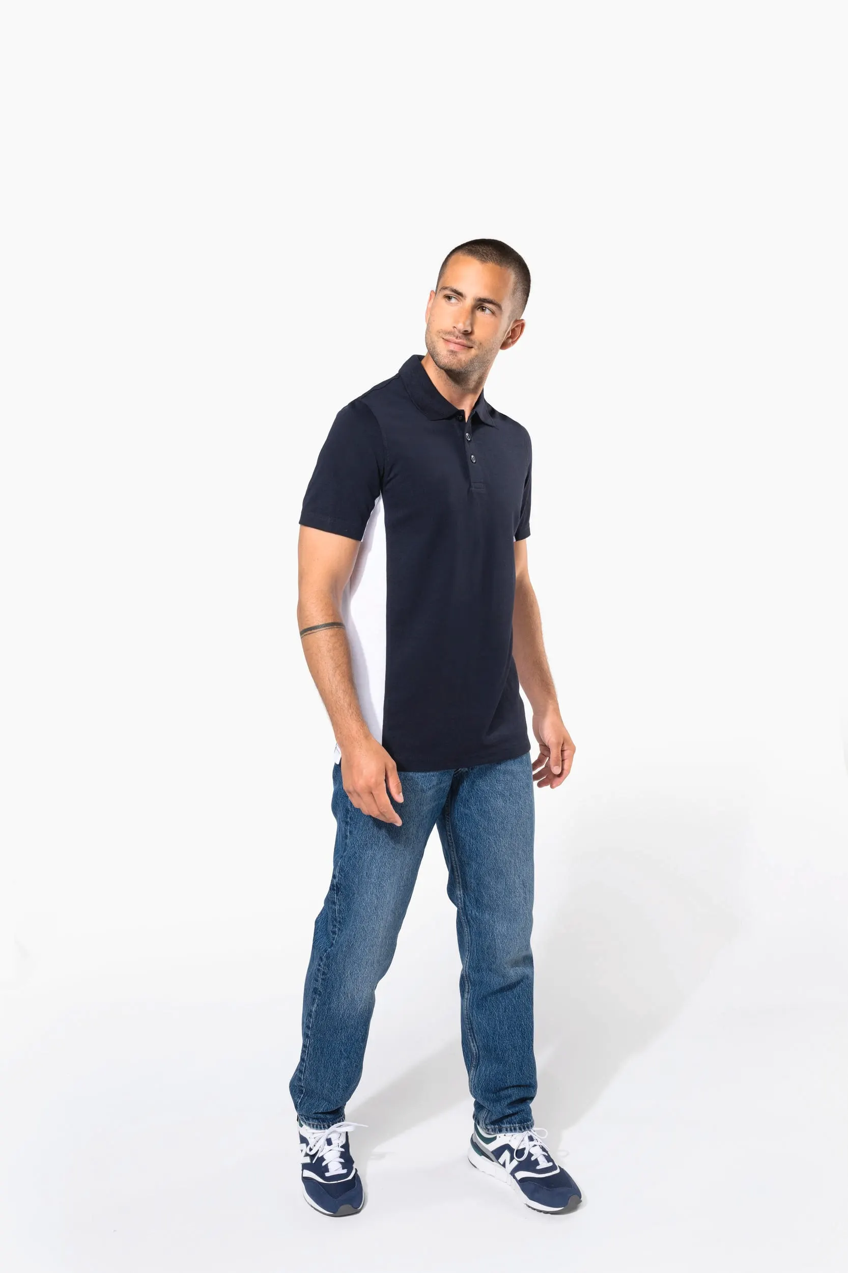 Polo de punto piqué manga corta bicolor hombre