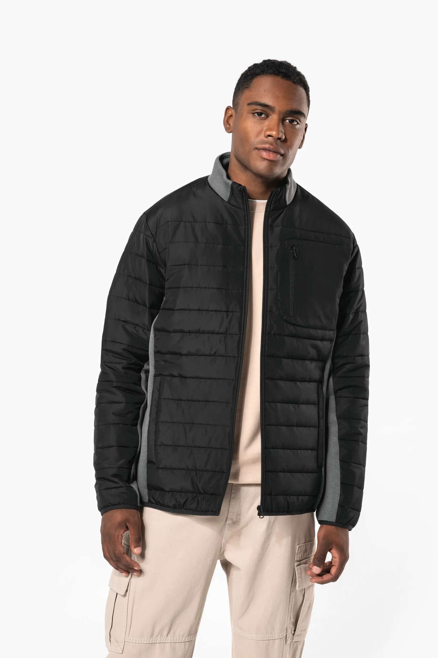 Chaqueta bimaterial hombre