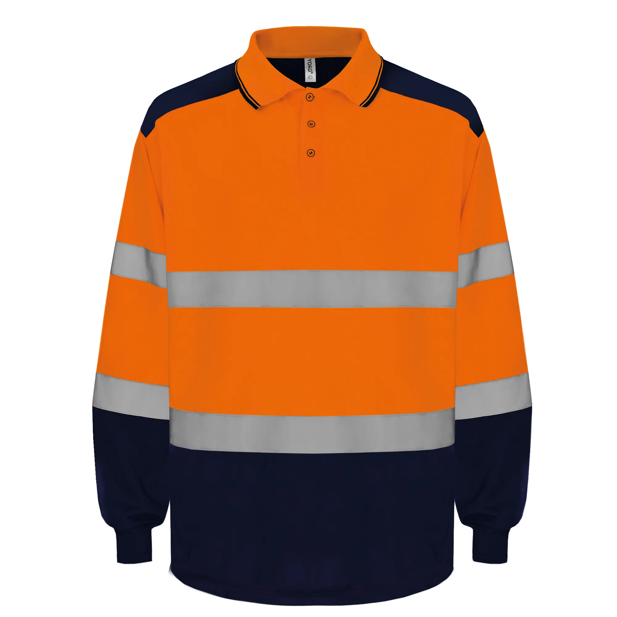Polo de manga larga bicolor de alta visibilidad