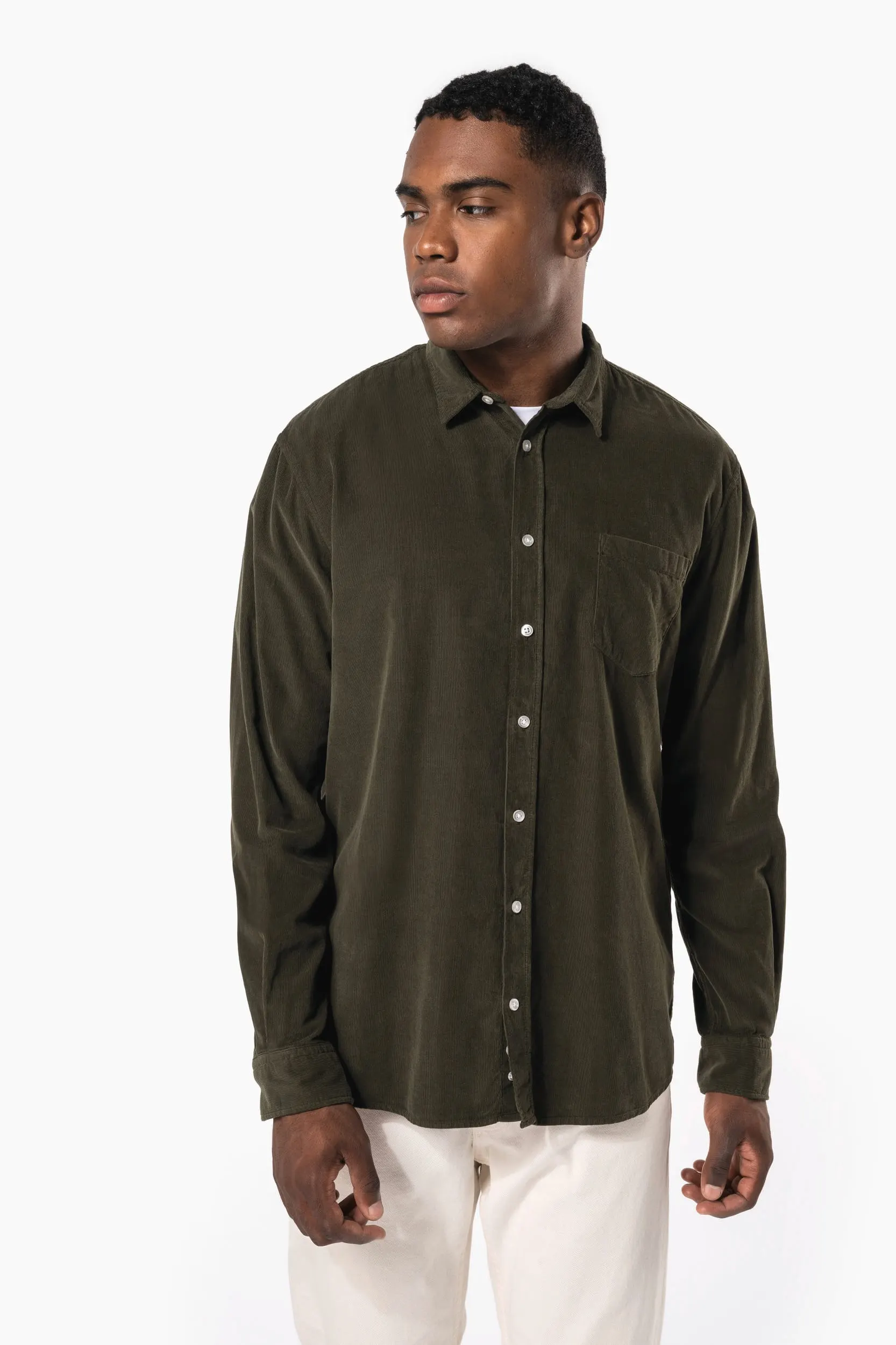 Camisa de pana manga larga hombre