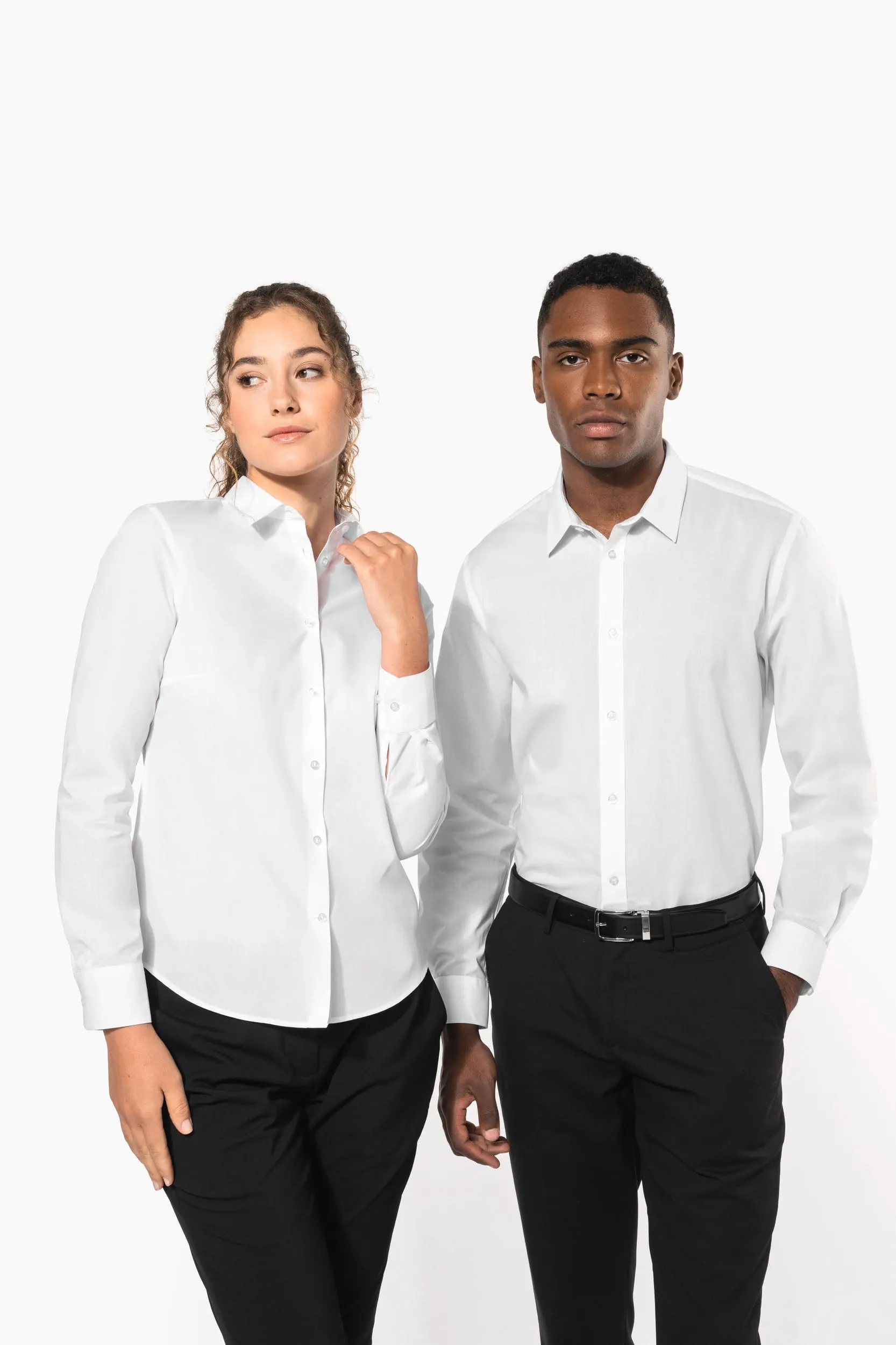 Camisa popelina de polialgodón de fácil cuidado para mujer