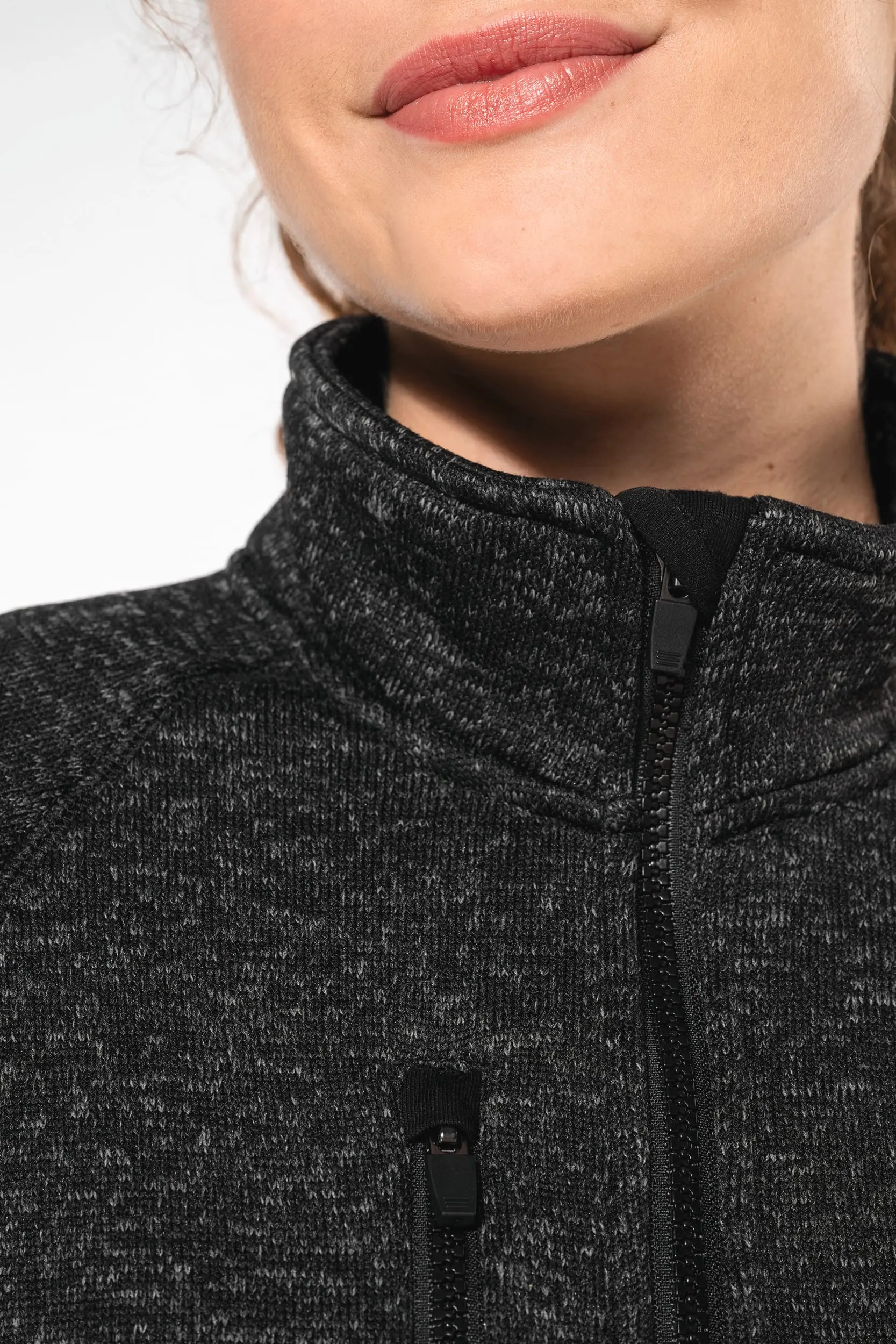 Chaqueta jaspeada con cremallera mujer