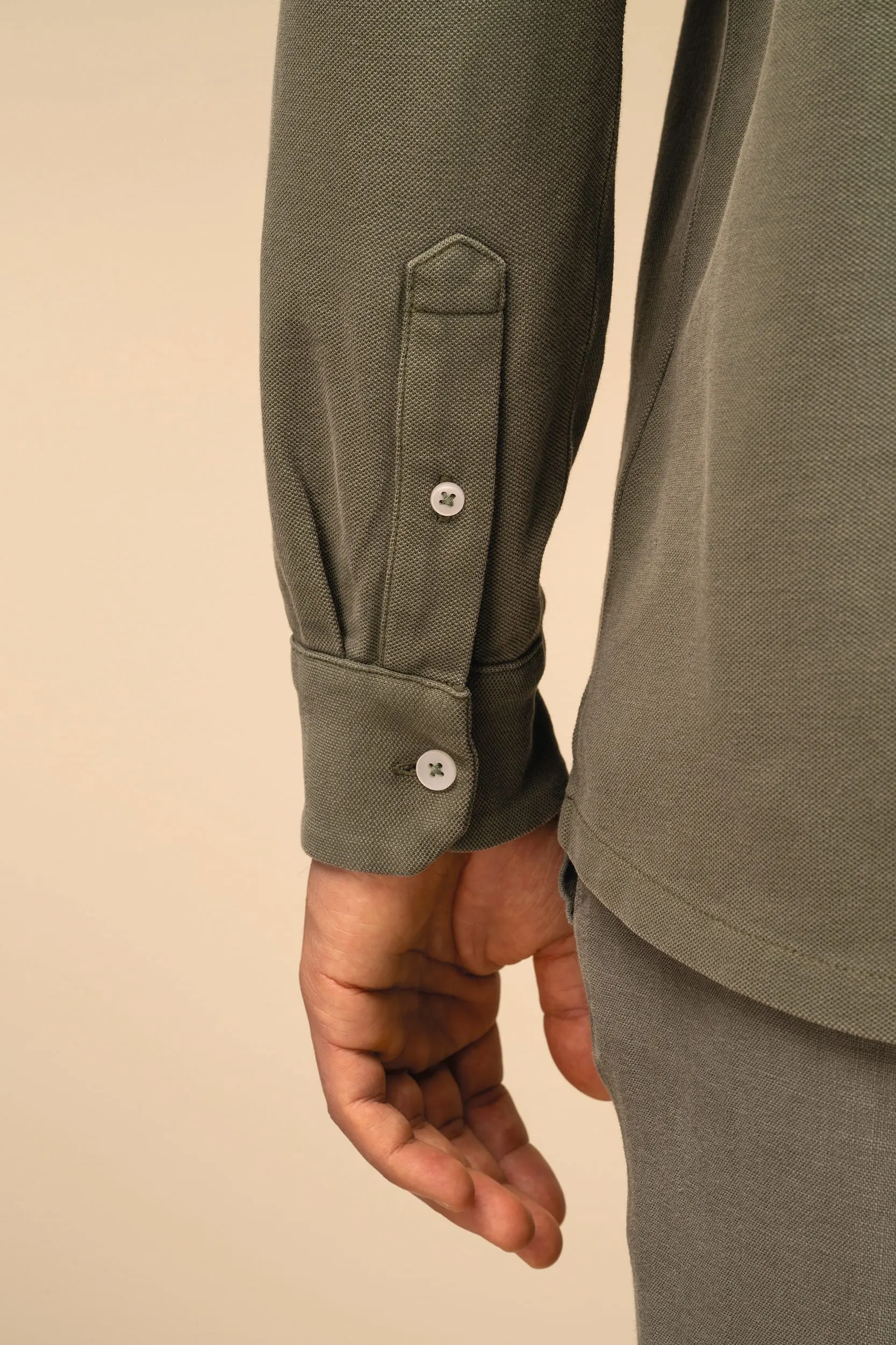 Camisa ecológica desteñida de punto piqué para hombre