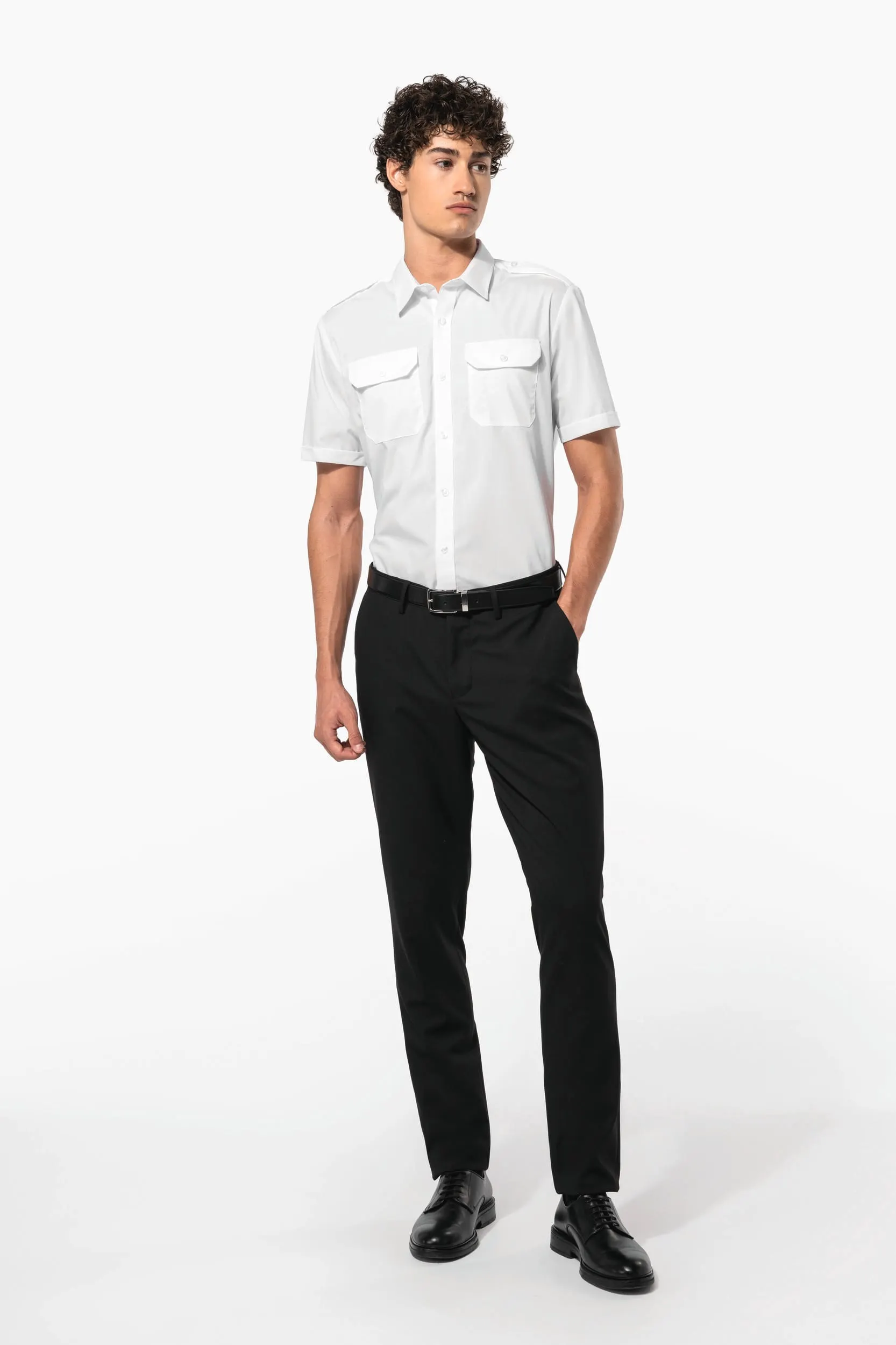 Camisa piloto manga corta hombre