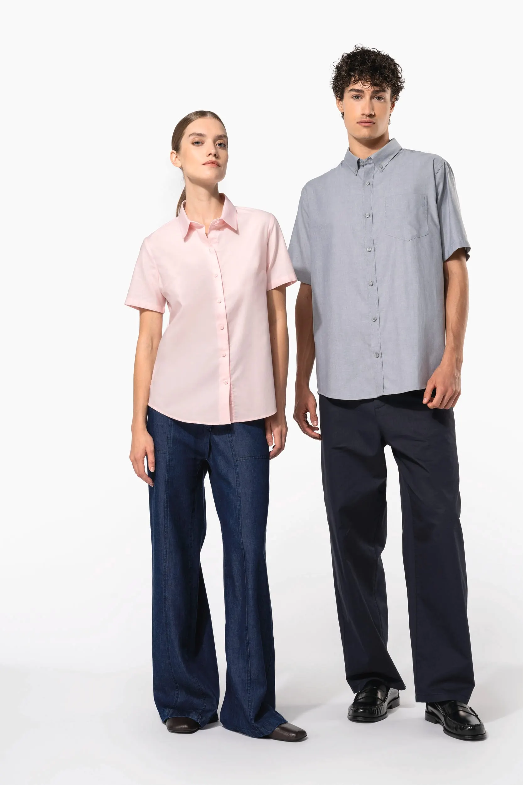 Camisa oxford manga corta mujer