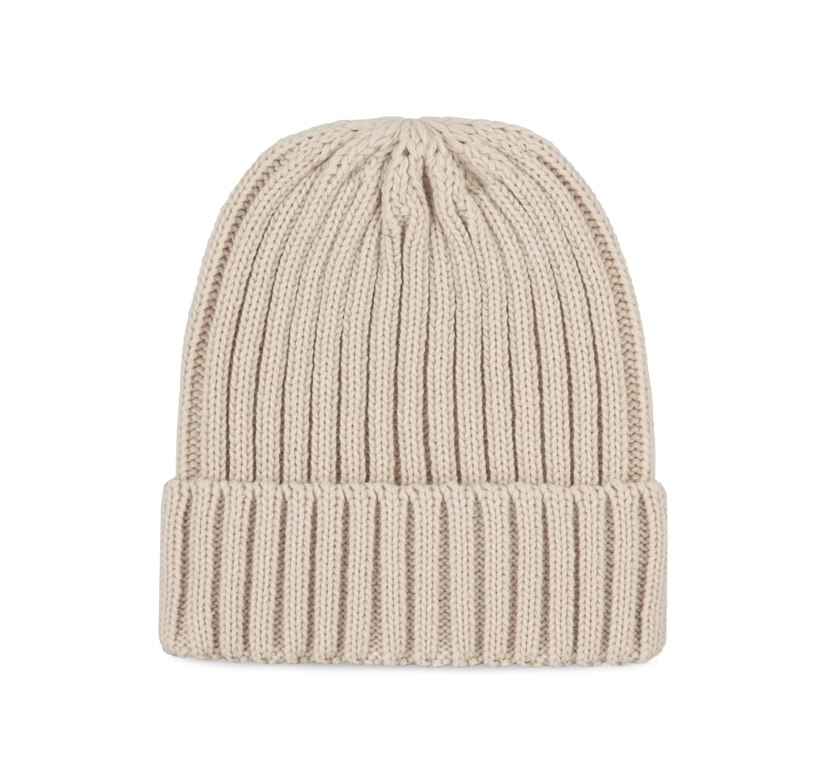 Gorro de punto canalé 2 x 1 con dobladillo