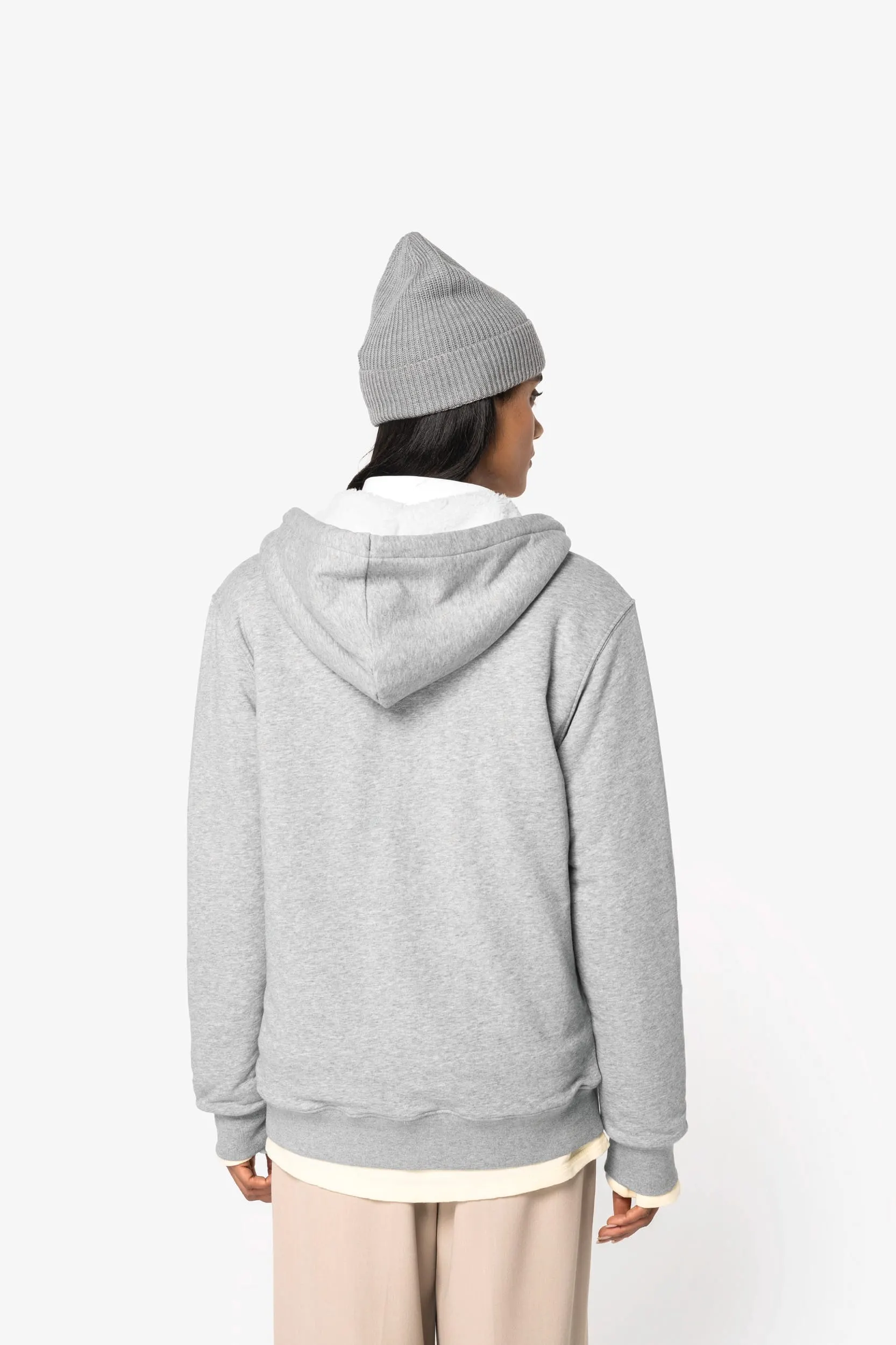 Sudadera ecorresponsable con cremallera y forro de sherpa unisex