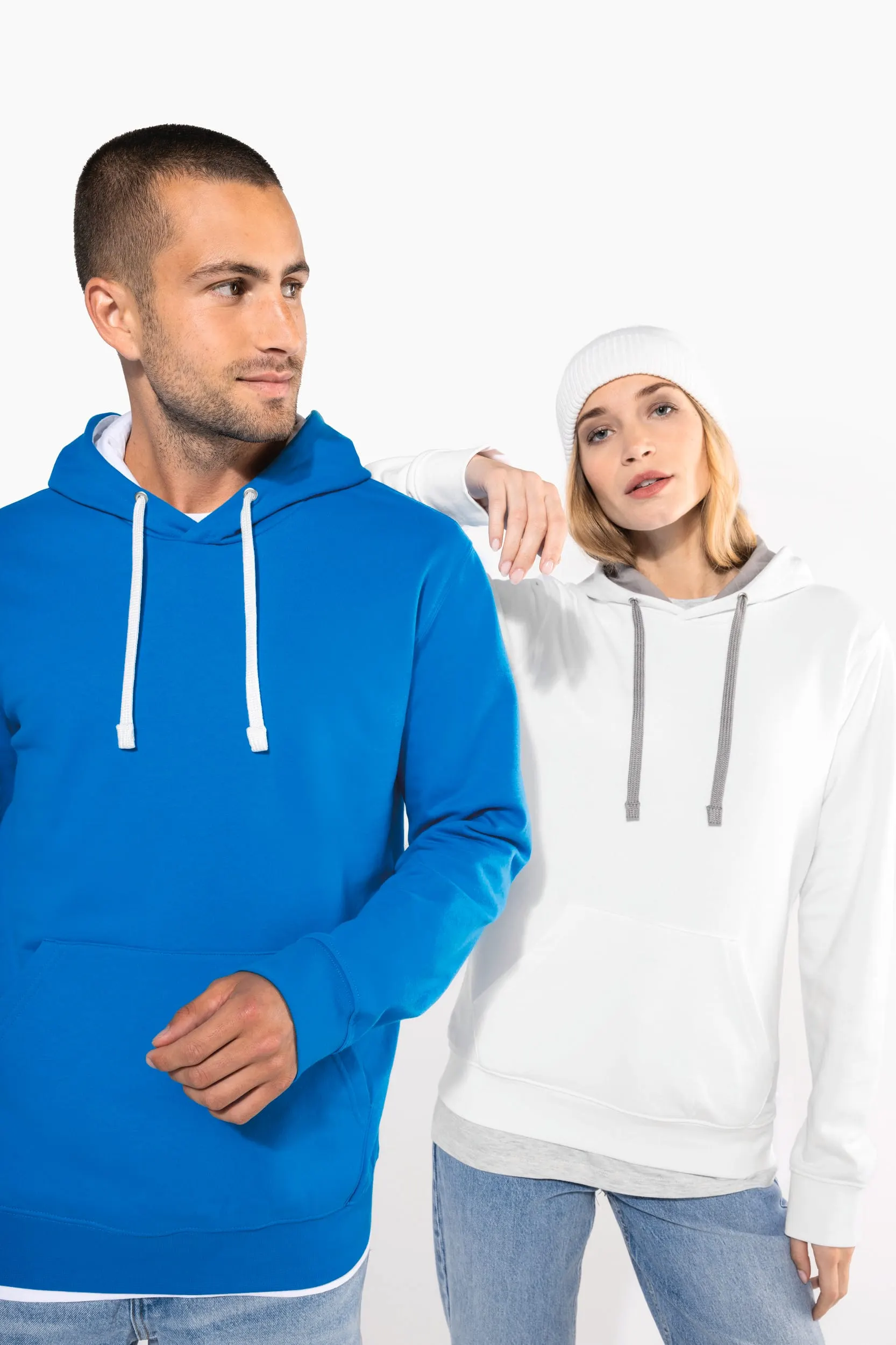 Sudadera capucha contrastada mujer