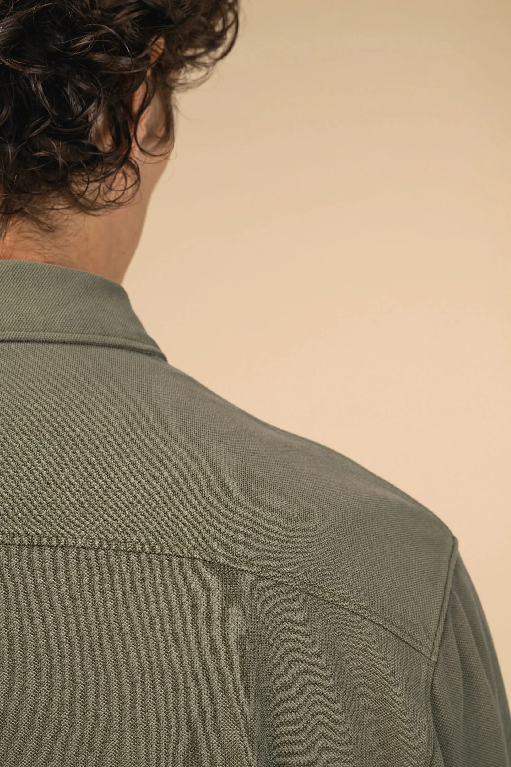 Camisa ecológica desteñida de punto piqué para hombre