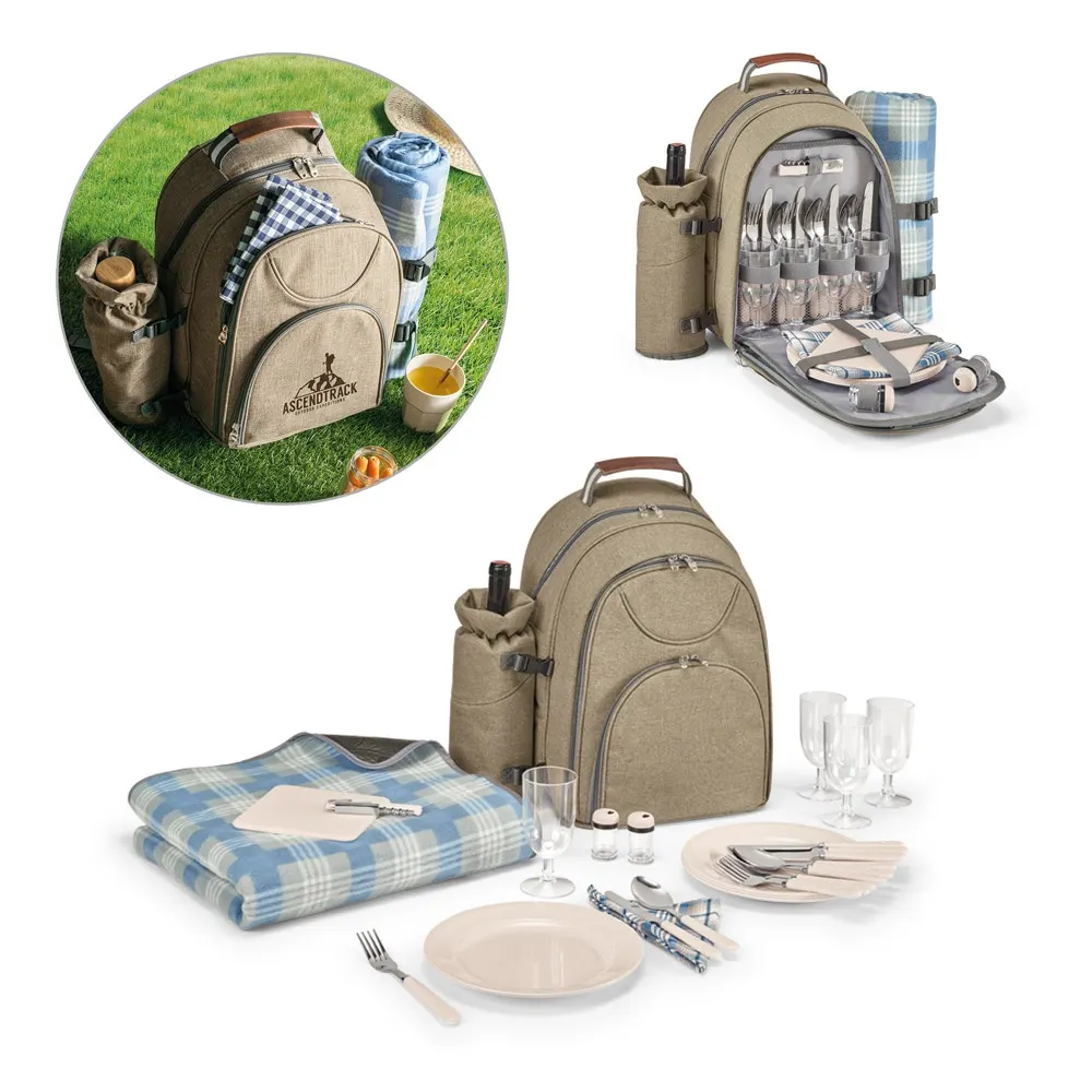 VILLA. Mochila térmica de picnic en poliéster reciclado de alta densidad 600D
