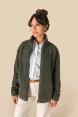 Sudadera de sherpa con cremallera y hombros caídos unisex