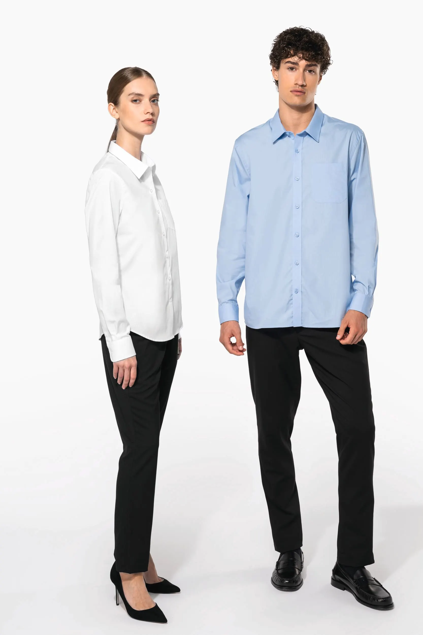 Camisa popelina manga larga hombre
