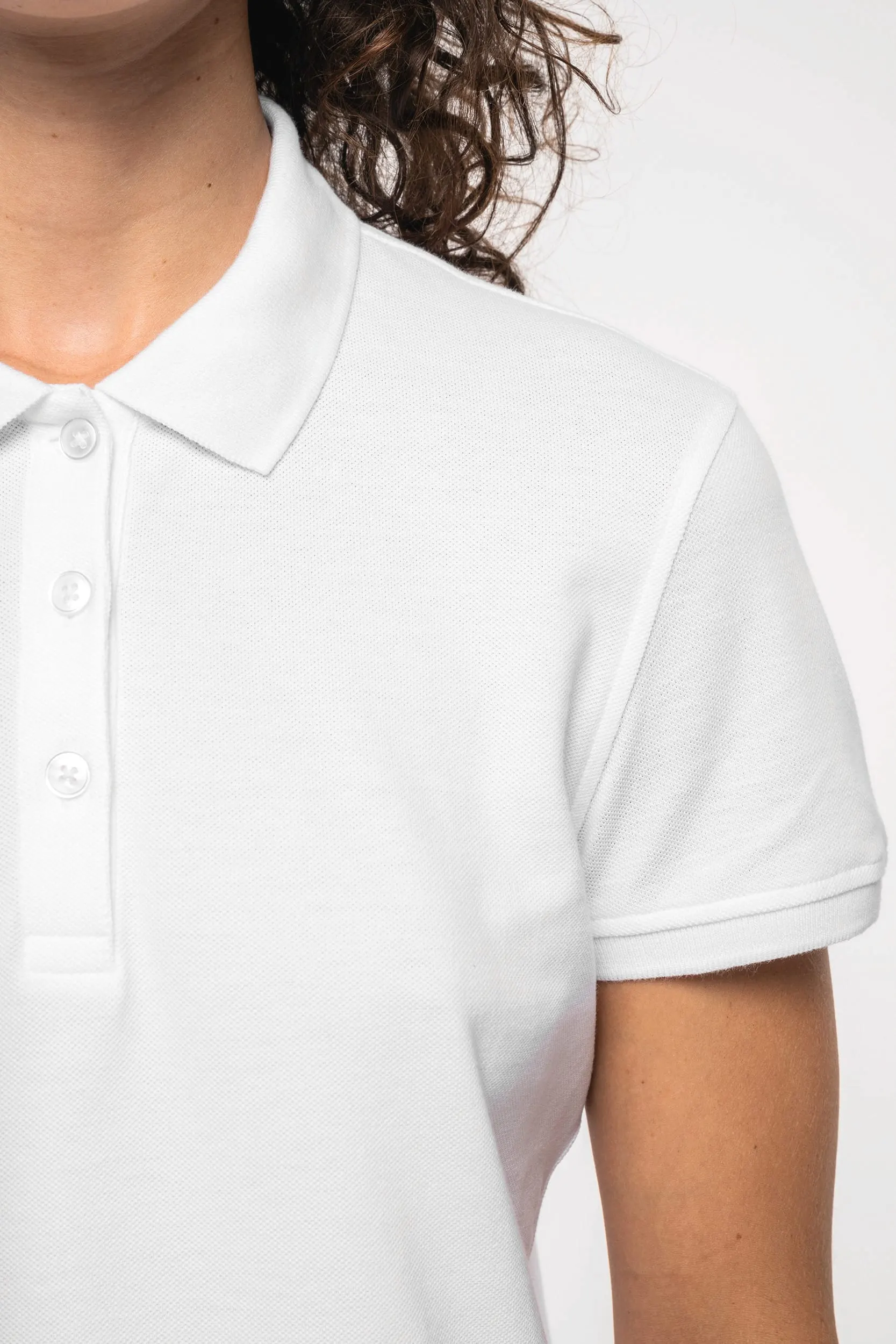 Polo de punto piqué manga corta mujer