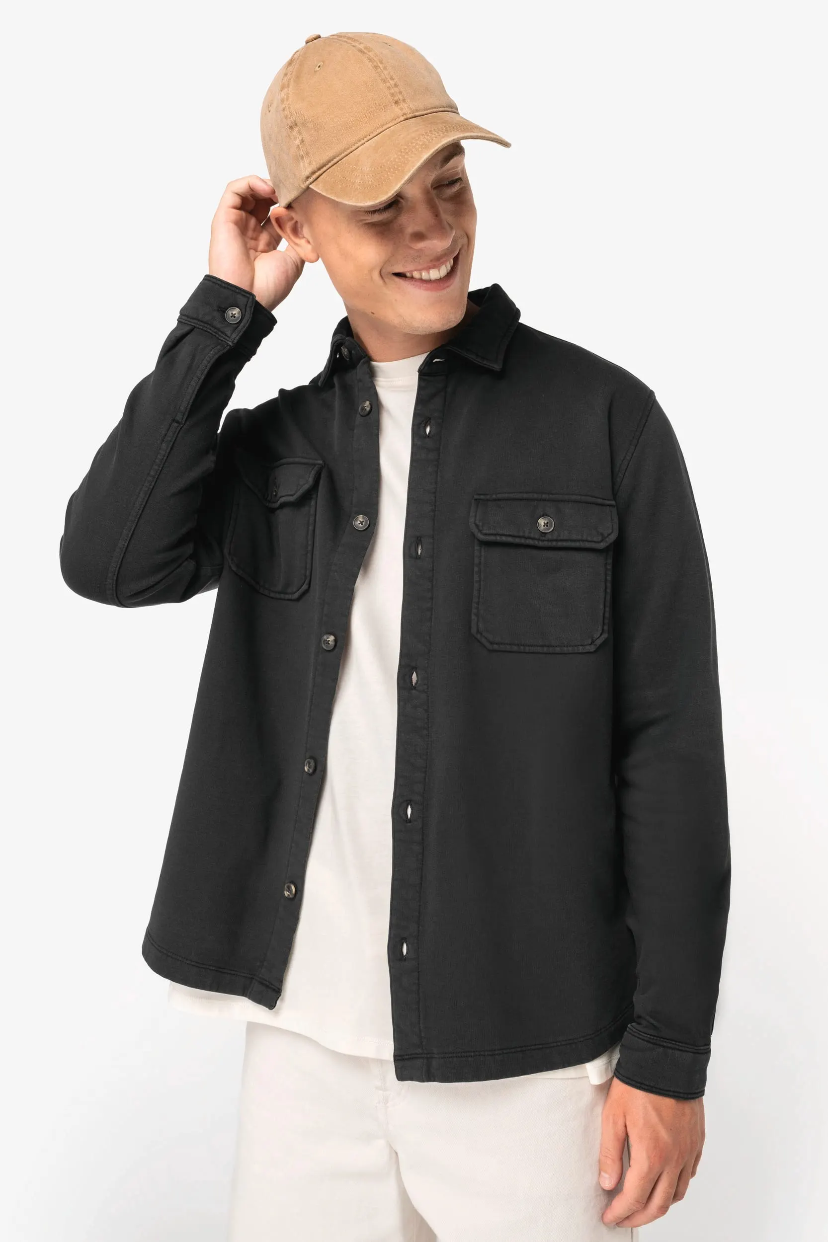 Sobrecamisa ecorresponsable efecto lavado de felpa perchada hombre