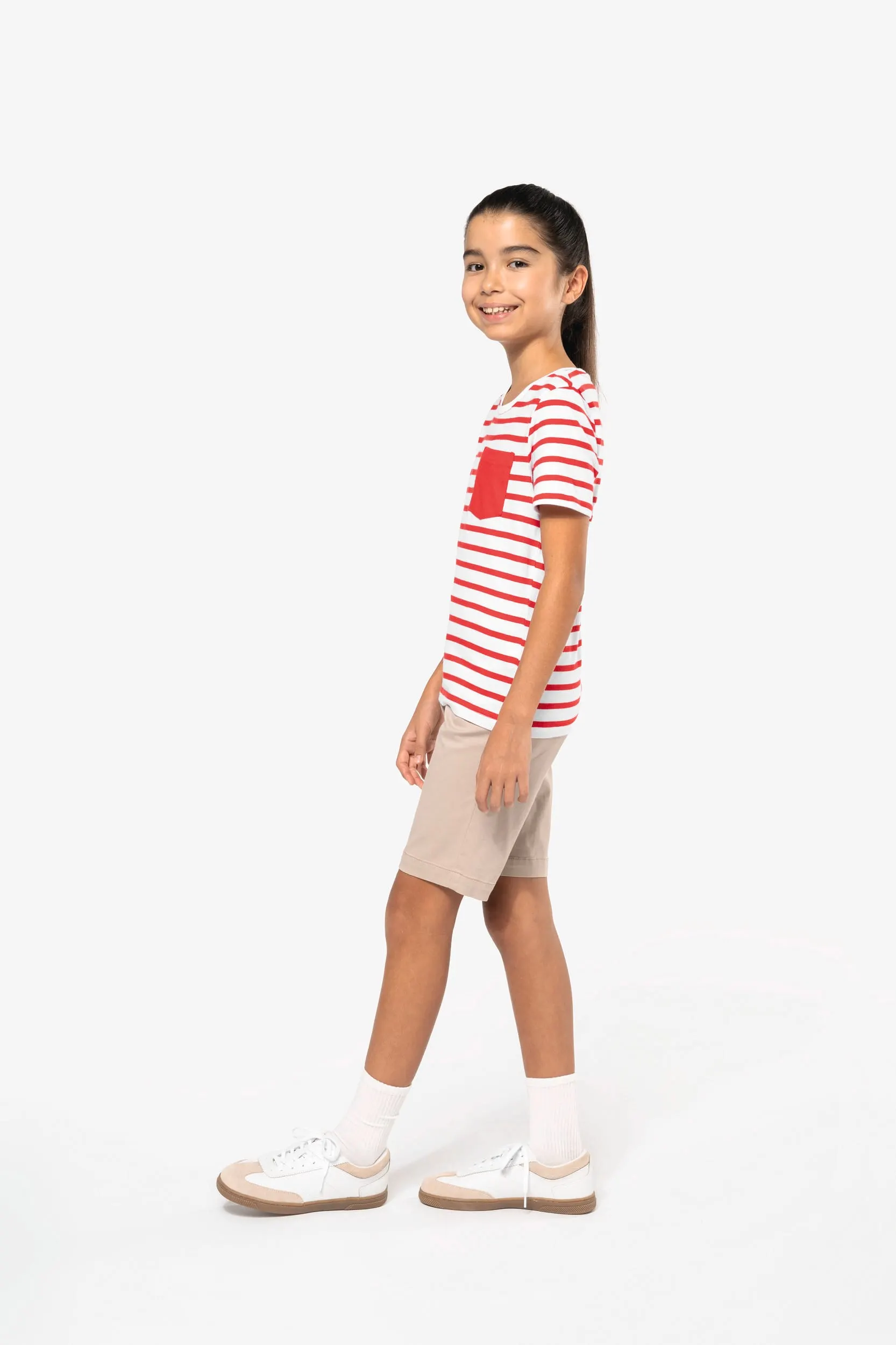 Camiseta Marinero a rayas con bolsillo manga corta para niños