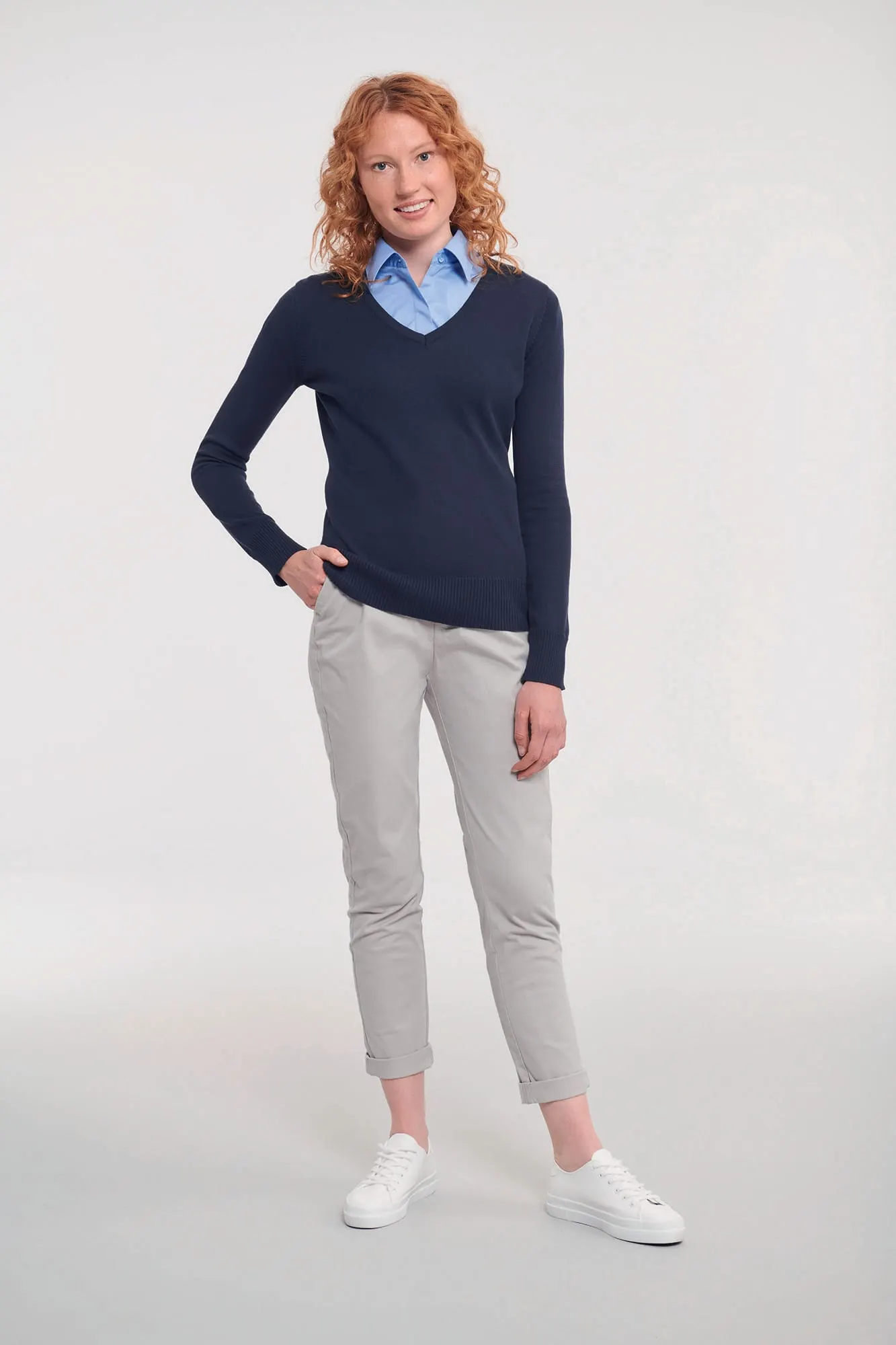 Jersey cuello de pico mujer
