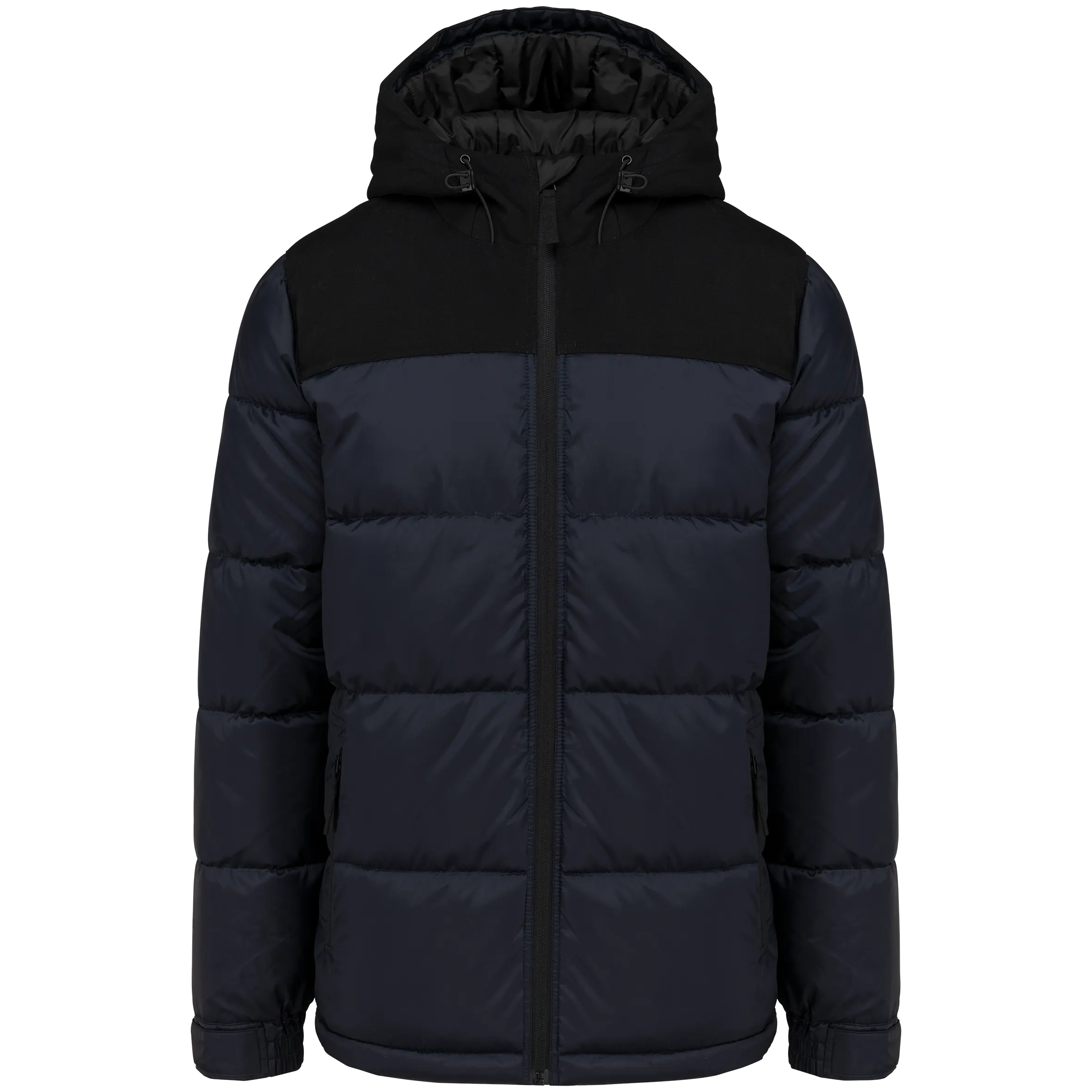 Parka acolchada bicolor con capucha unisex