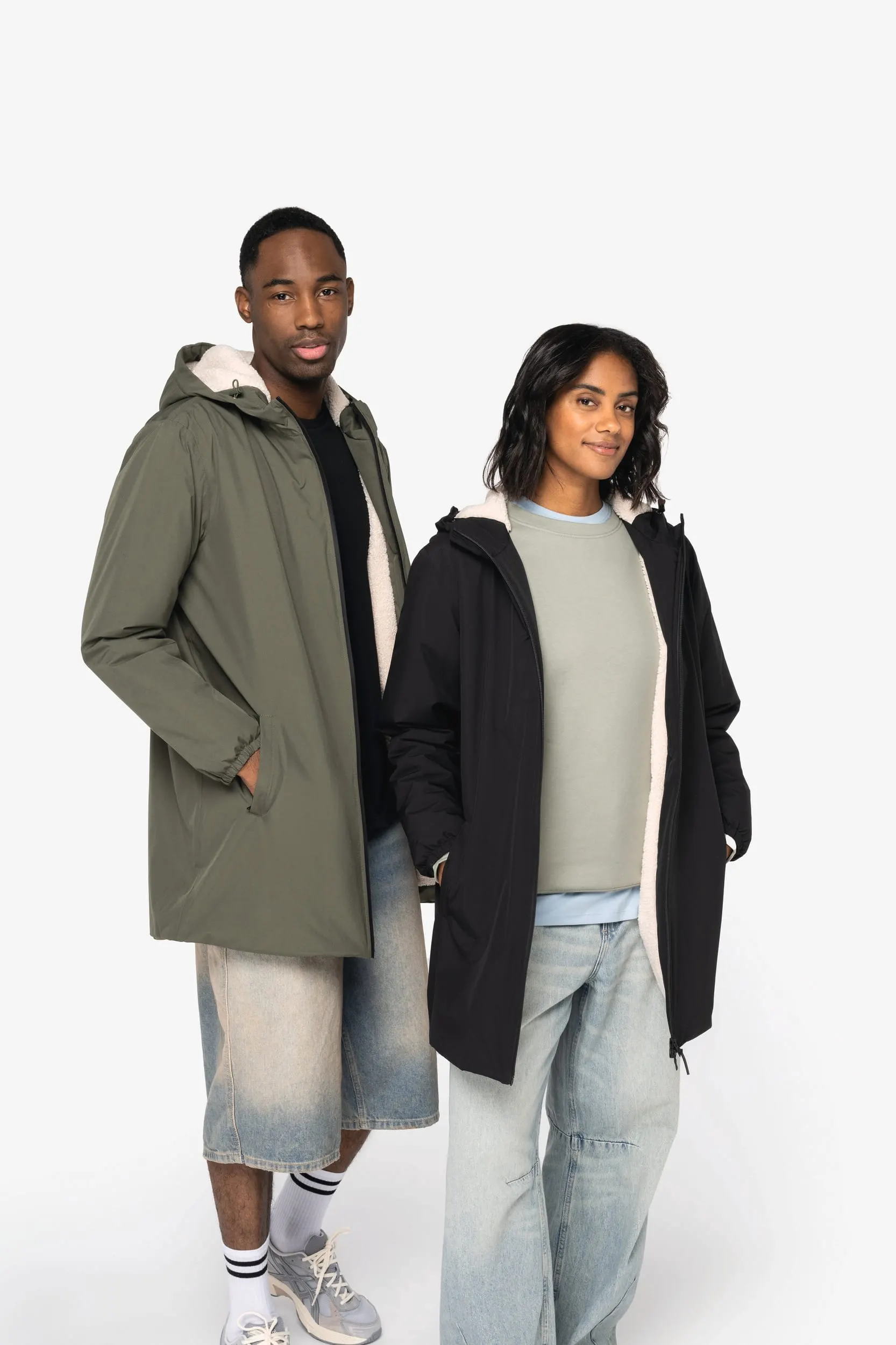 Chaqueta ecorresponsable impermeable con forro de sherpa unisex