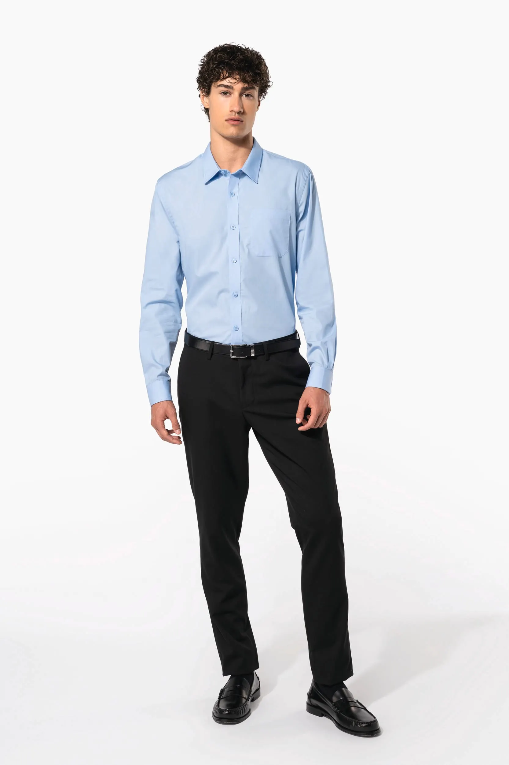 Camisa popelina manga larga hombre