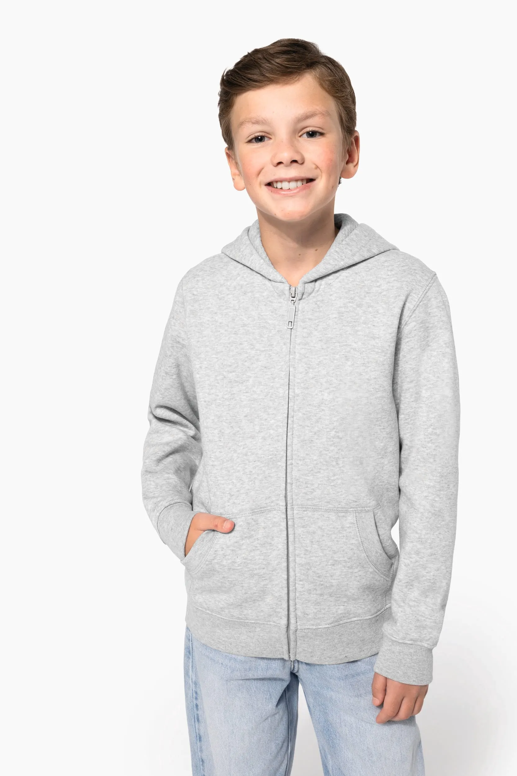 Sudadera reciclada con cremallera y capucha infantil