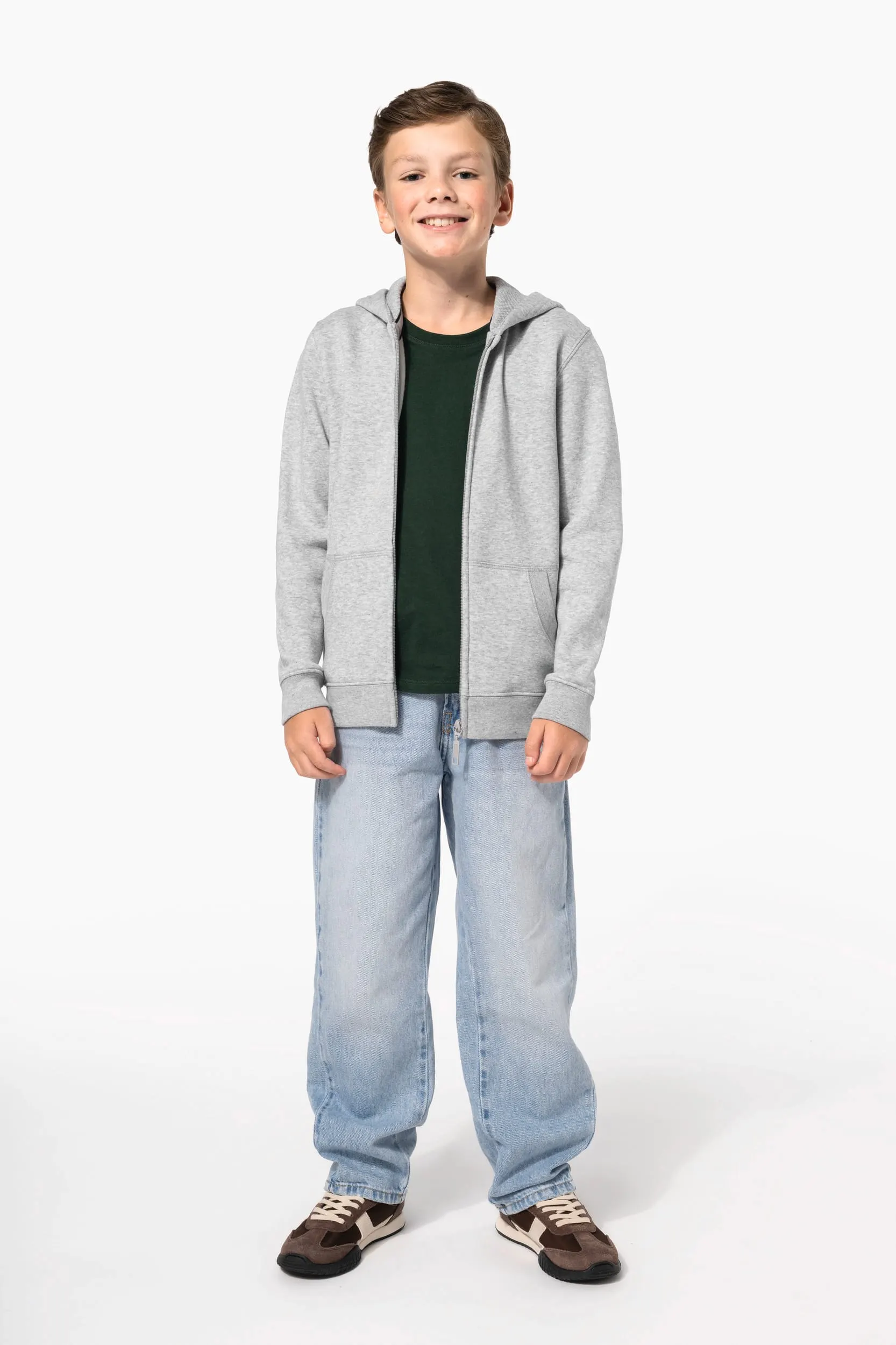 Sudadera reciclada con cremallera y capucha infantil