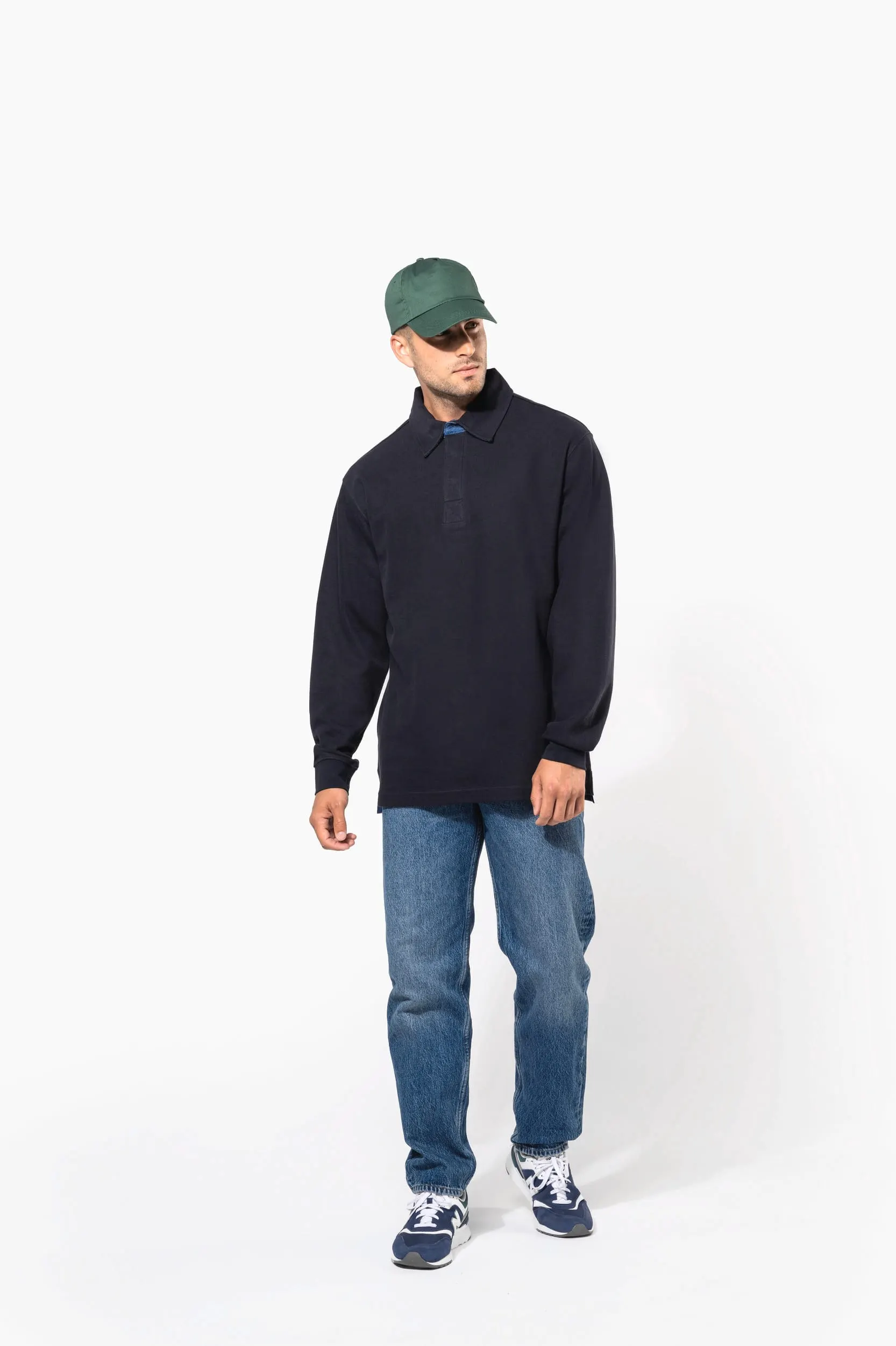 French rib - polo de canalé manga larga hombre