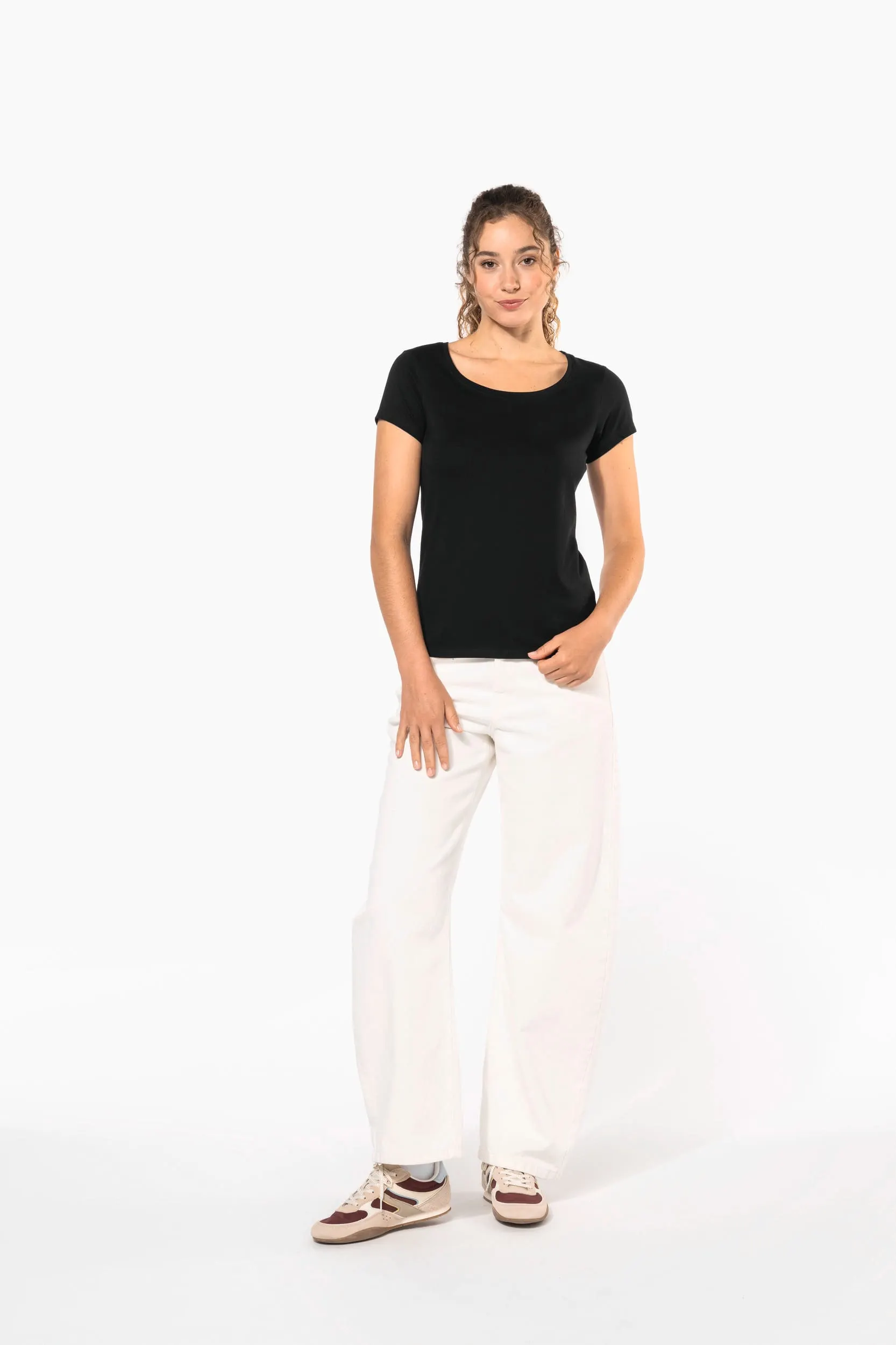 Camiseta manga corta cuello barco mujer