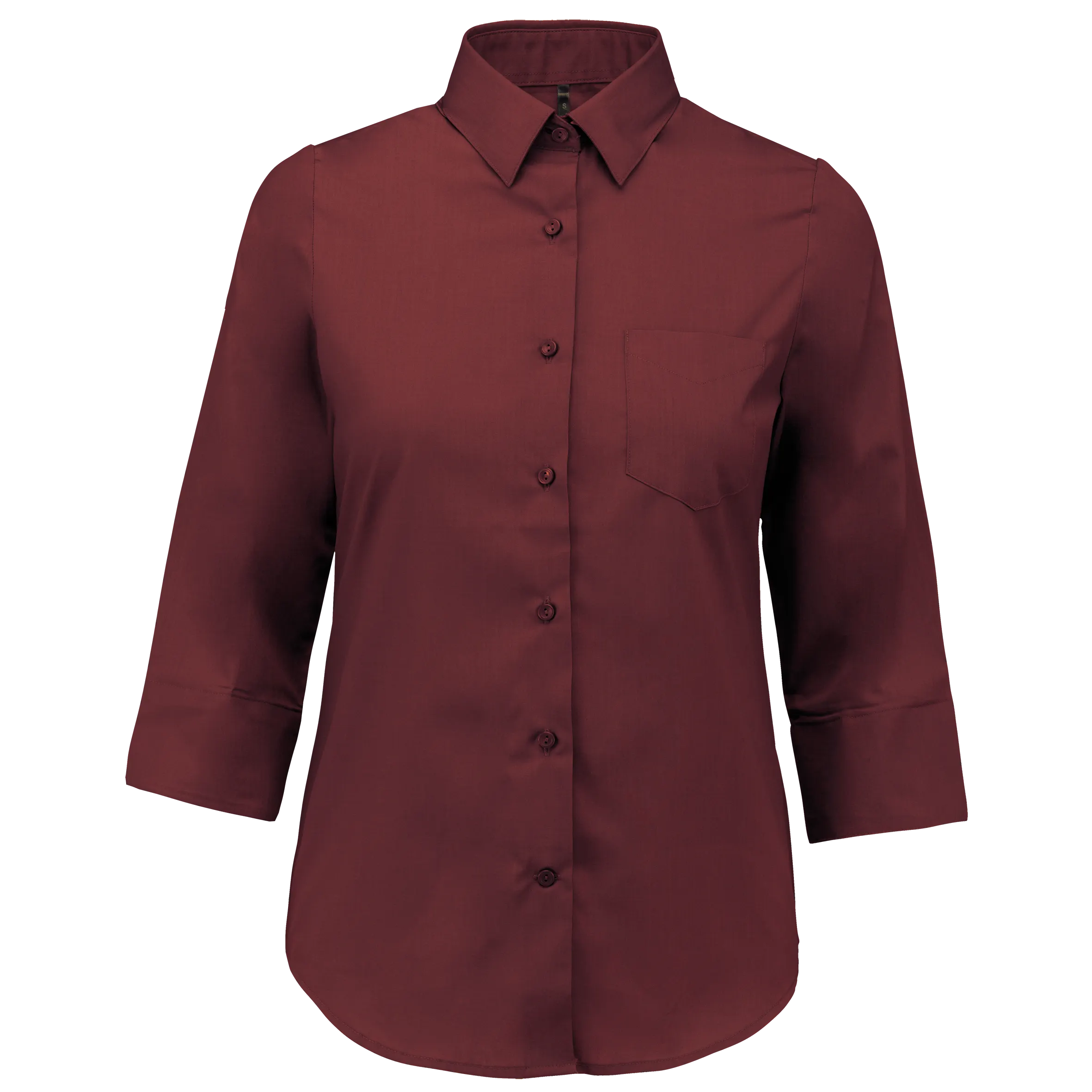 Camisa popelina de polialgodón manga 3/4 de fácil cuidado mujer