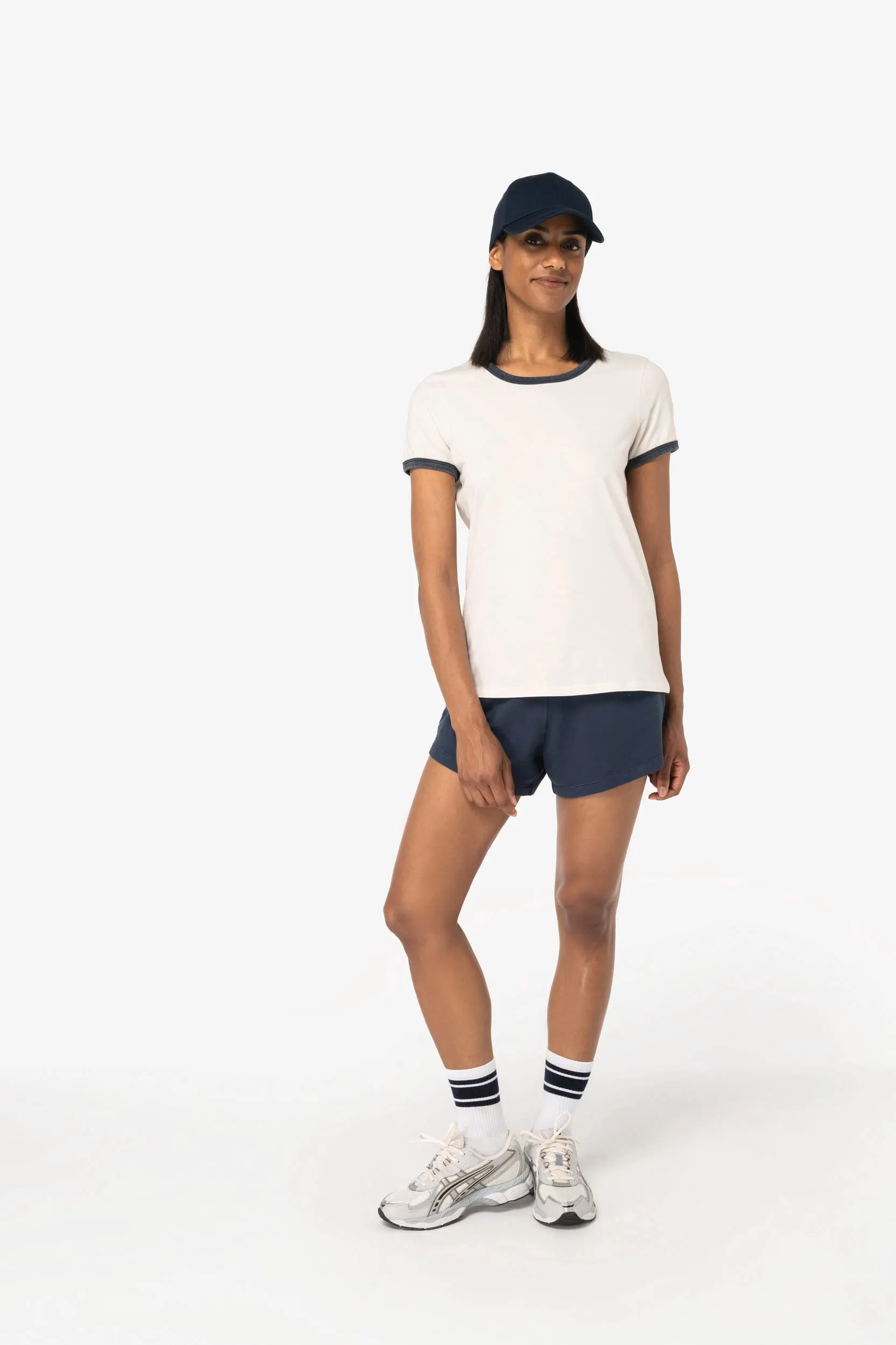 Camiseta ringer ecorresponsable con ribetes contrastados efecto lavado mujer