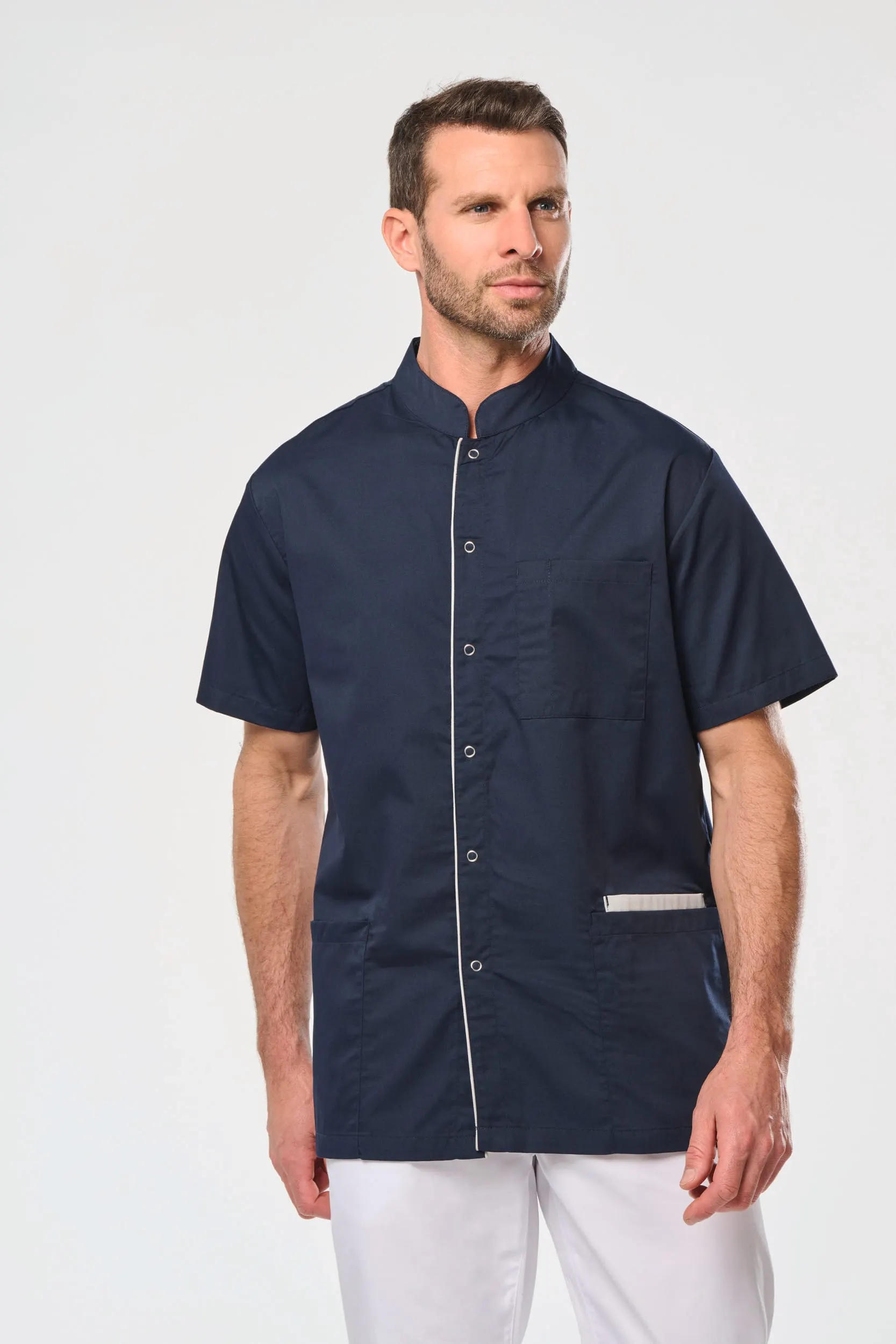 Blusa polialgodón con botones a presión hombre