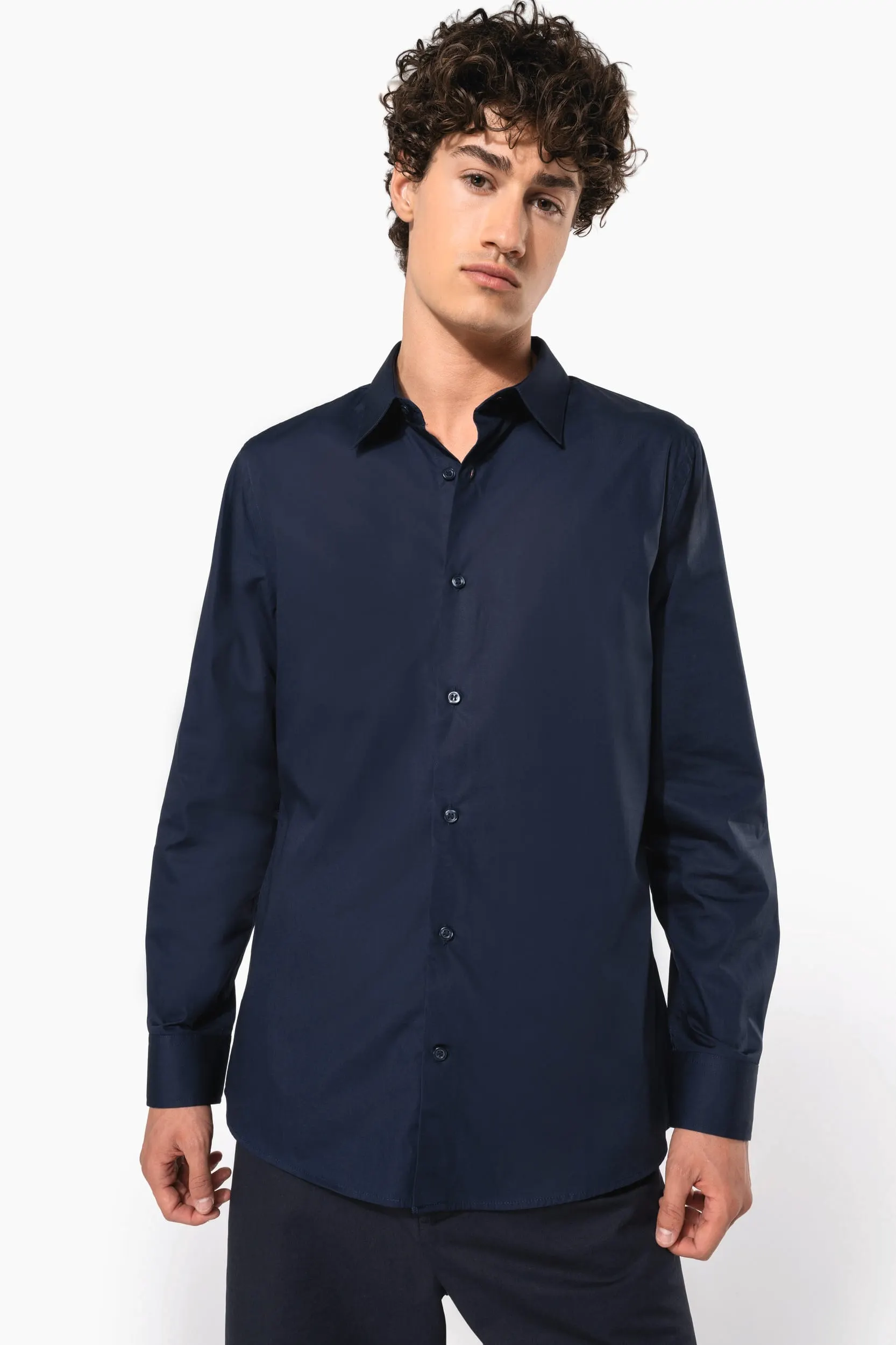 Camisa popelina manga larga hombre