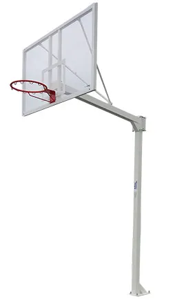 JUEGO DE 2 CANASTAS BALONCESTO DELUXE MONOTUBO FIJAS CON BASE PARA ANCLAJE -SIN TABLERO NI ARO-